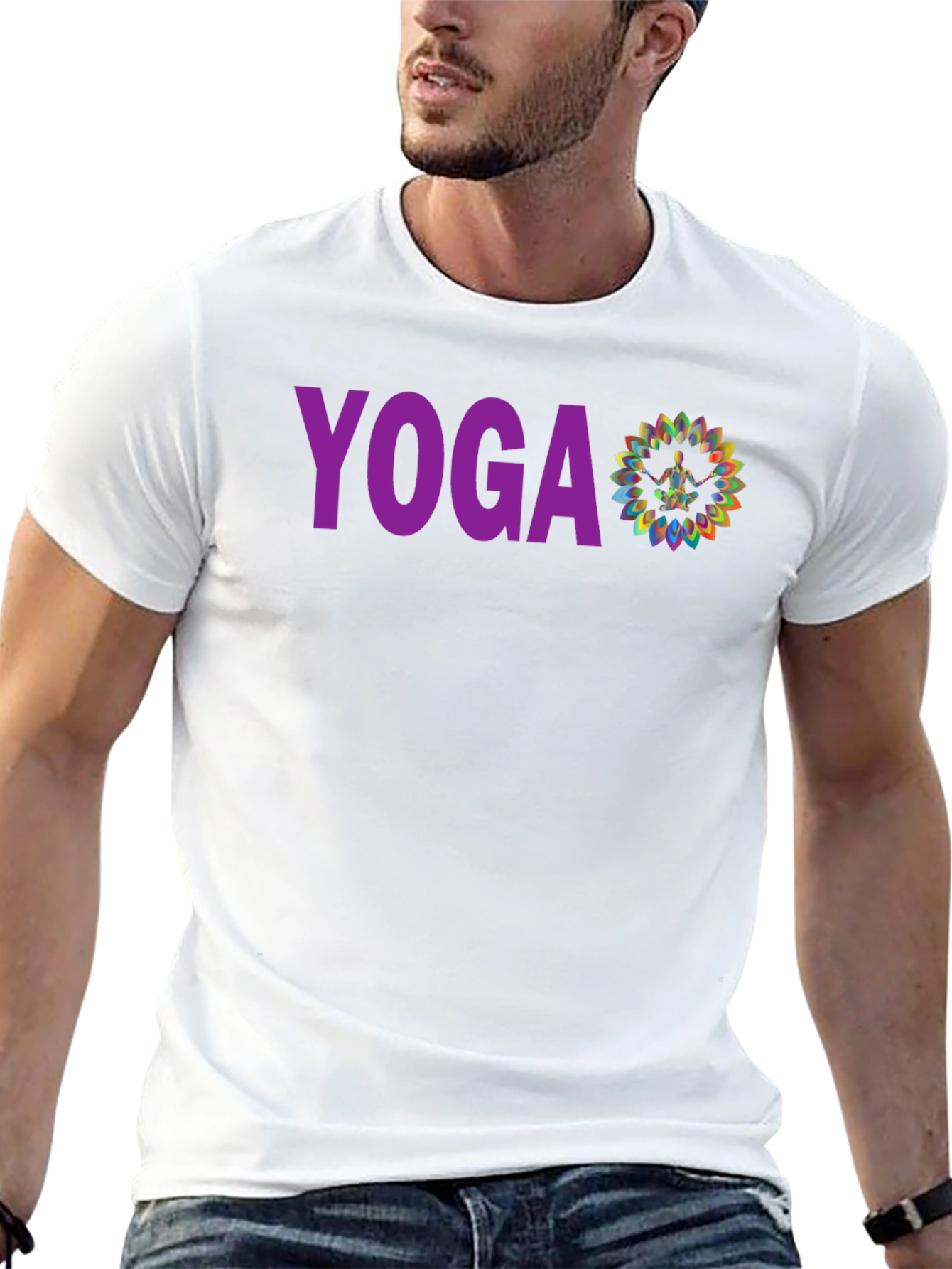 Black Yoga Graphic Tee - Meditative Design view 13