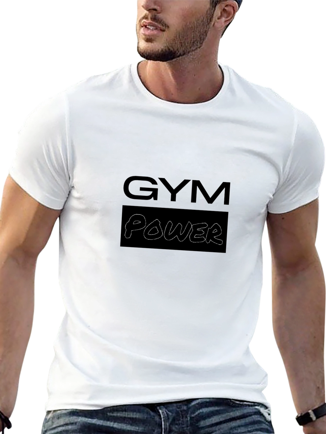 Black Gym Power Graphic Tee - Black Casual T-Shirt view 13