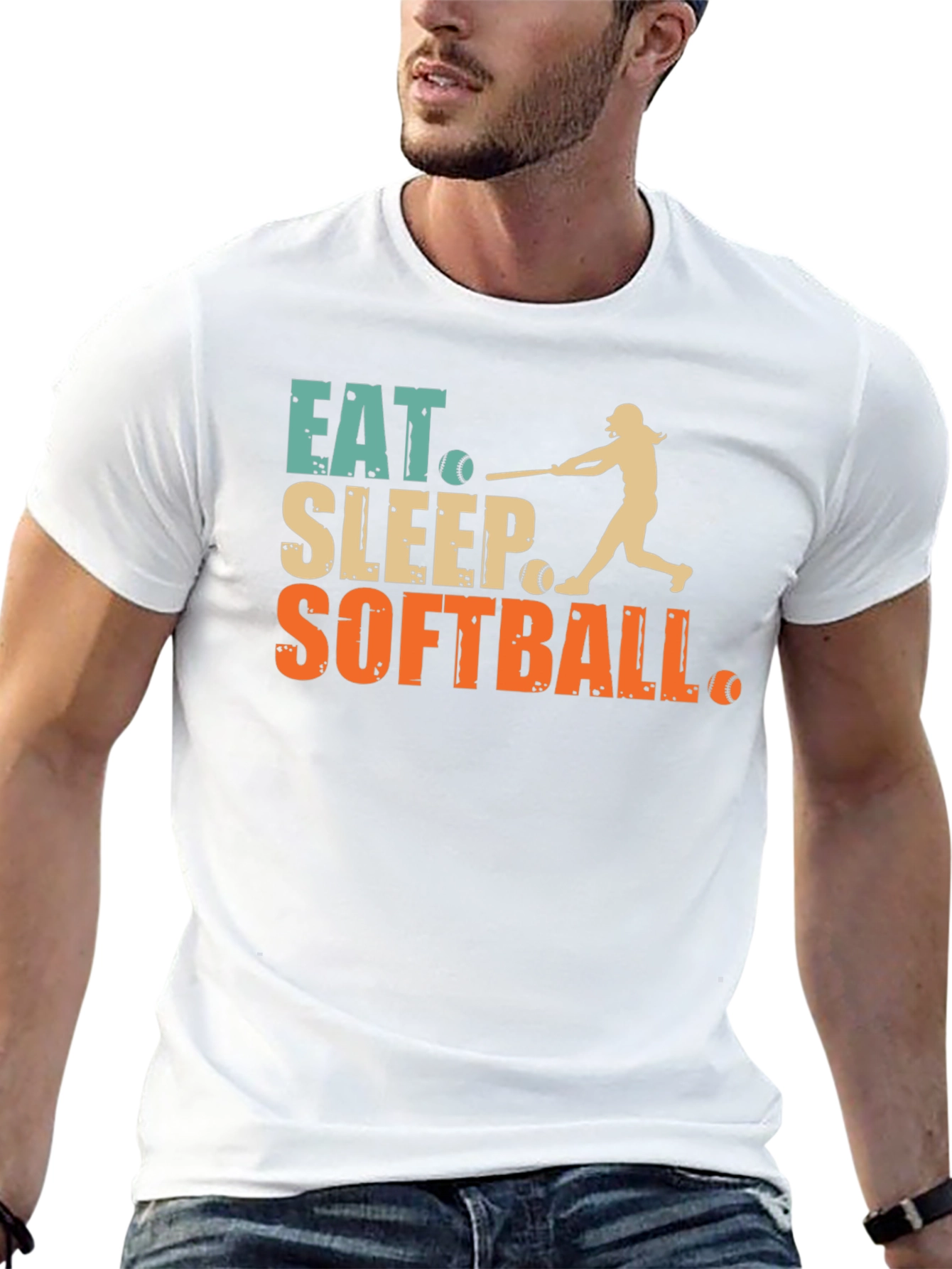 Black Eat Sleep Softball Graphic Tee view 13