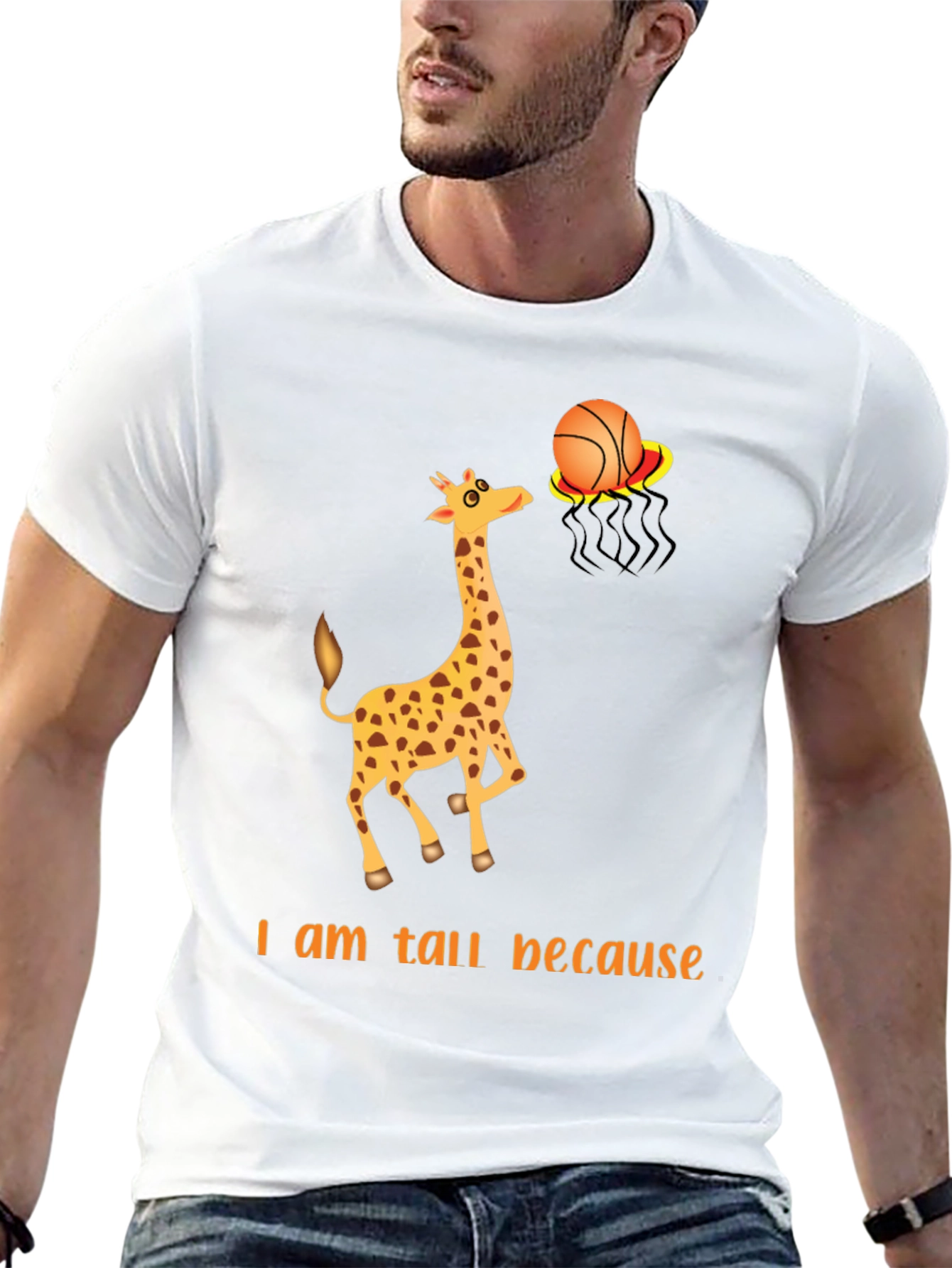 Black Tall Giraffe Basketball T-Shirt view 13