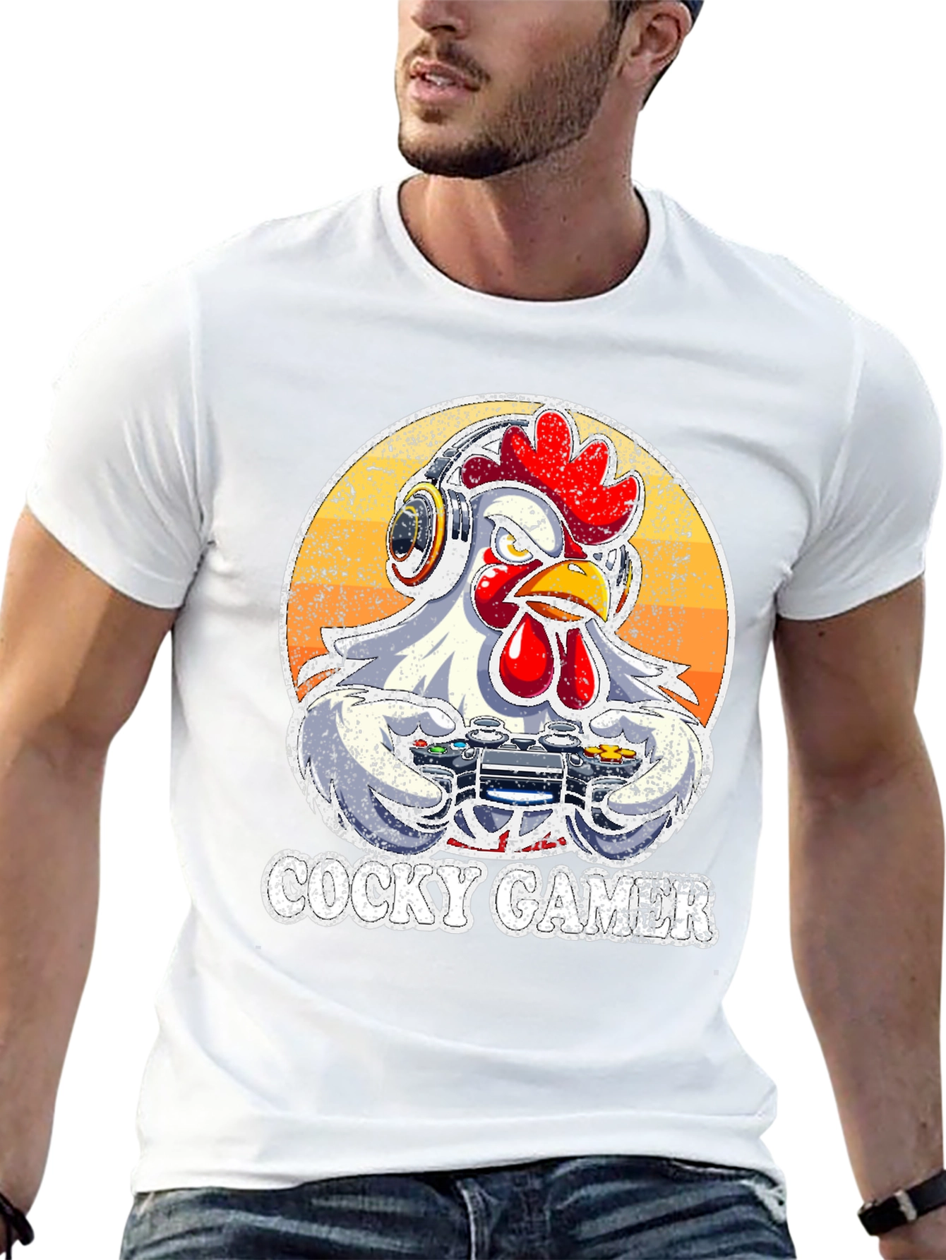Black Cocky Gamer T-Shirt - Funny Chicken Video Game Tee view 13