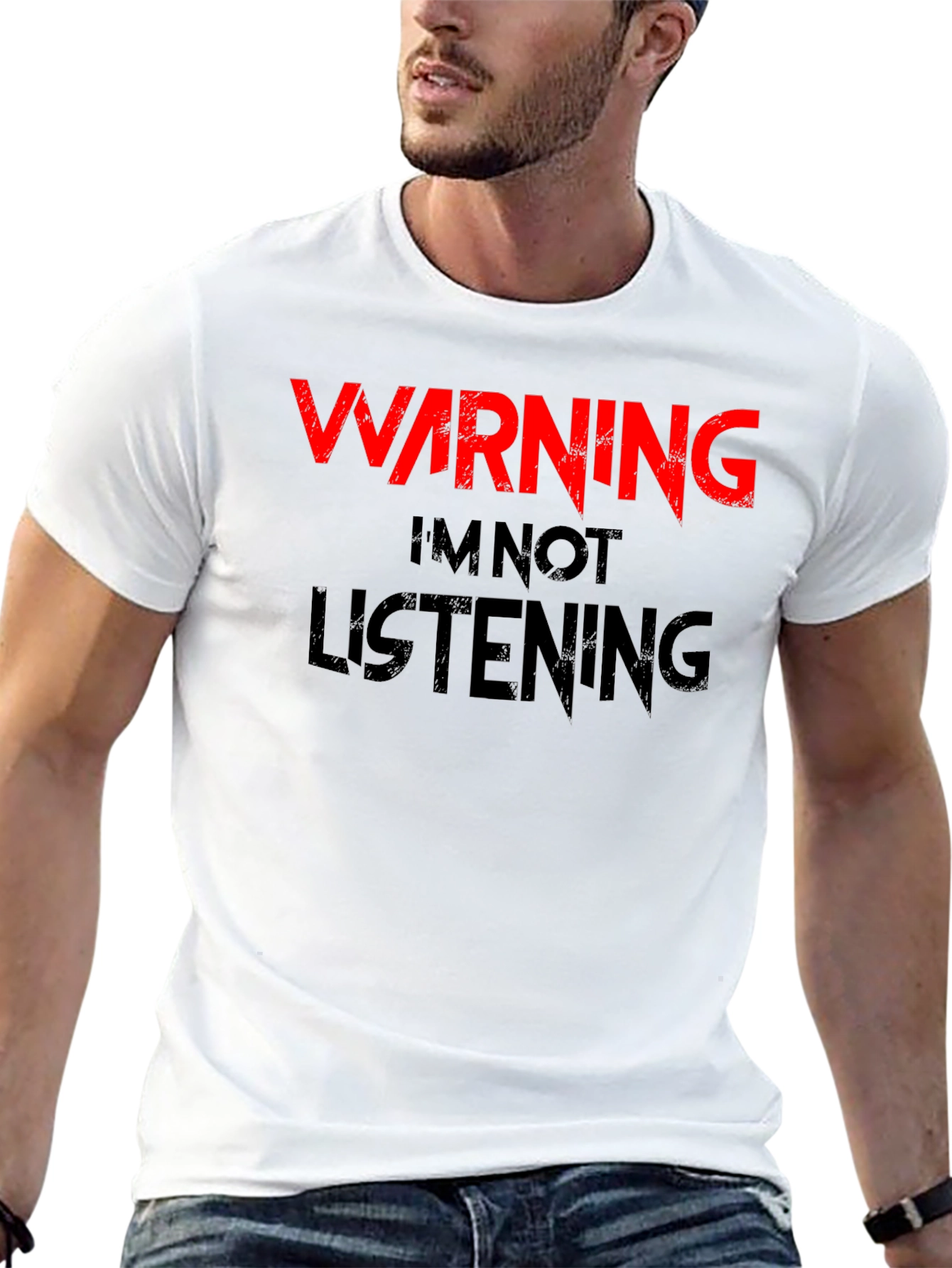 Black Warning I'm Not Listening T-Shirt view 13