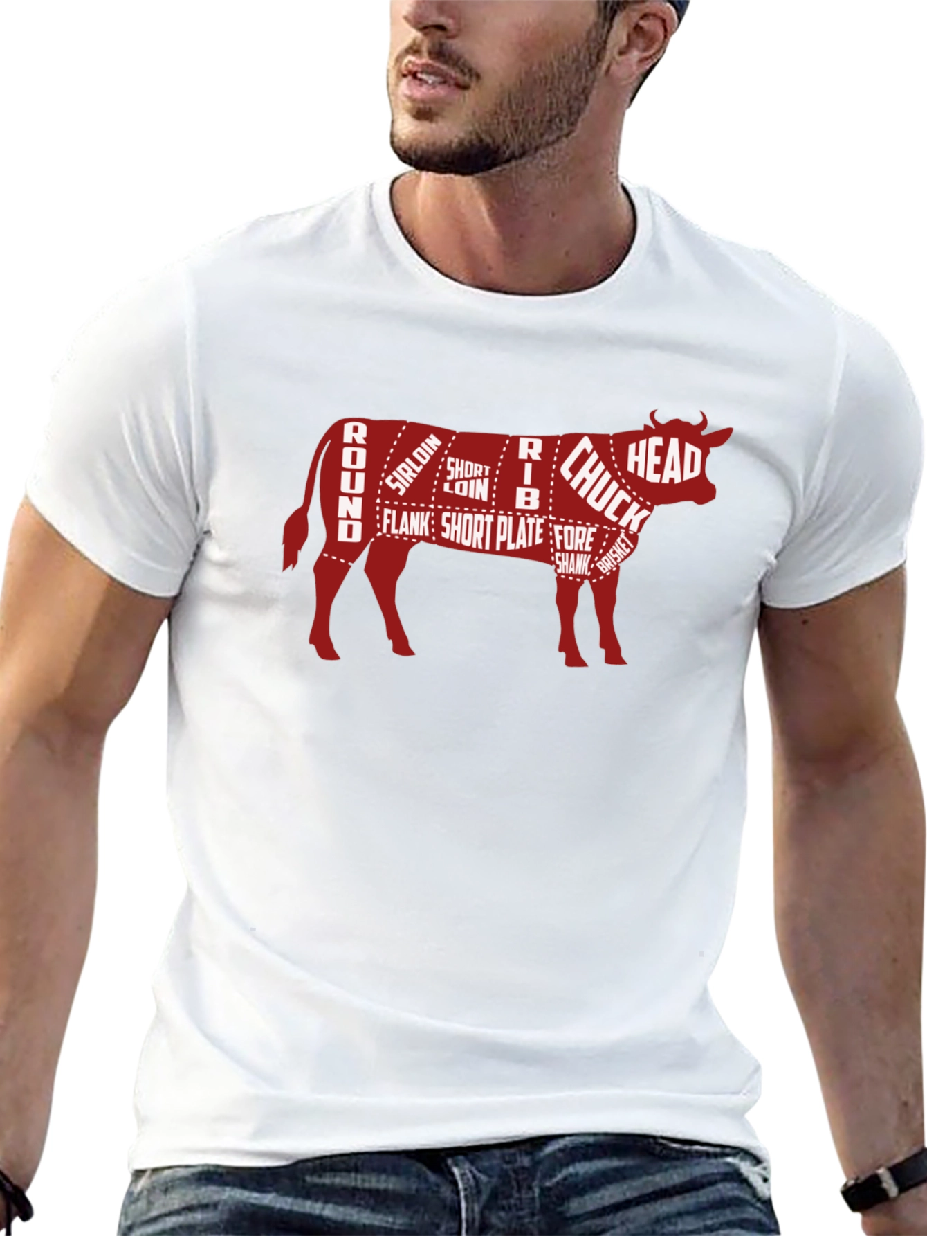 Black Beef Cuts Butcher Chart Graphic T-Shirt view 13