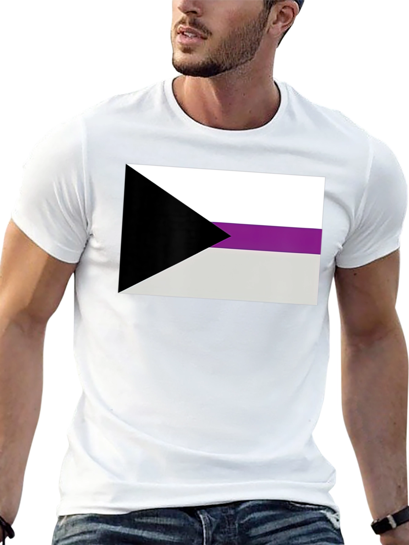 Black Demisexual Pride Flag Graphic T-Shirt - Black Cotton Blend Tee view 13