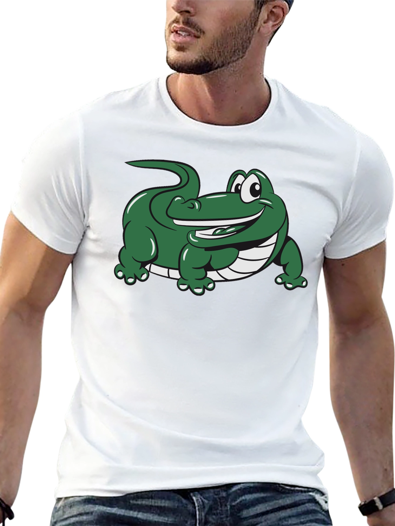 Black Cartoon Alligator Graphic Black T-Shirt view 13