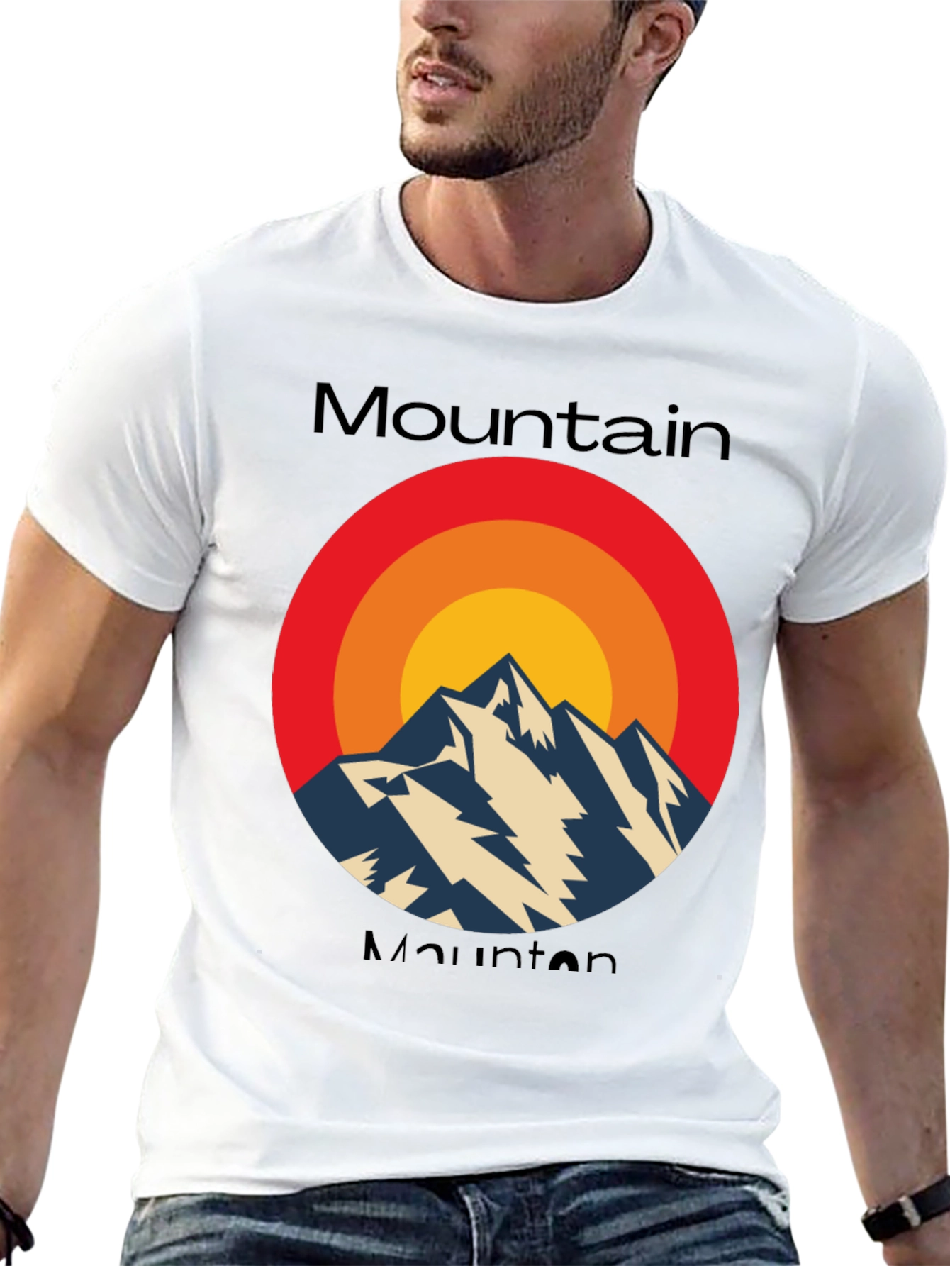 Black Retro Mountain Graphic Tee - Classic Style view 13