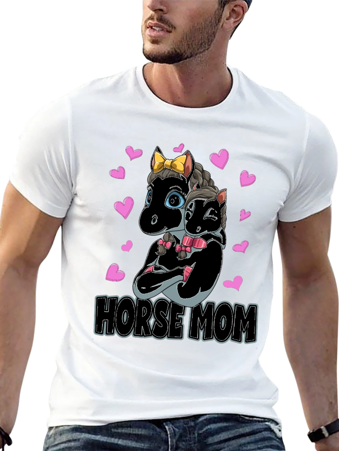 Black Horse Mom T-Shirt - Cute Horse Design view 13