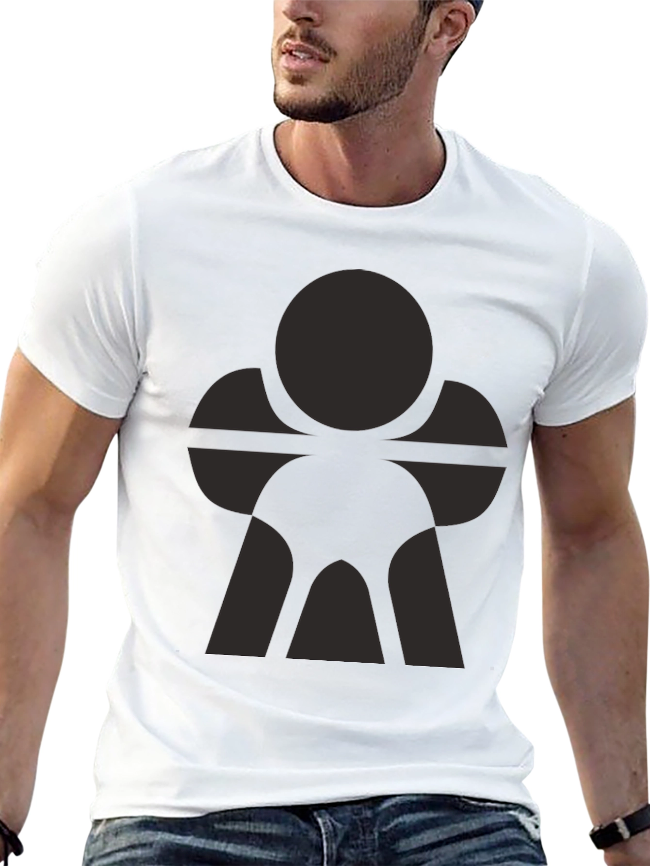 Black Modern Graphic Print Black Crew Neck T-Shirt view 13