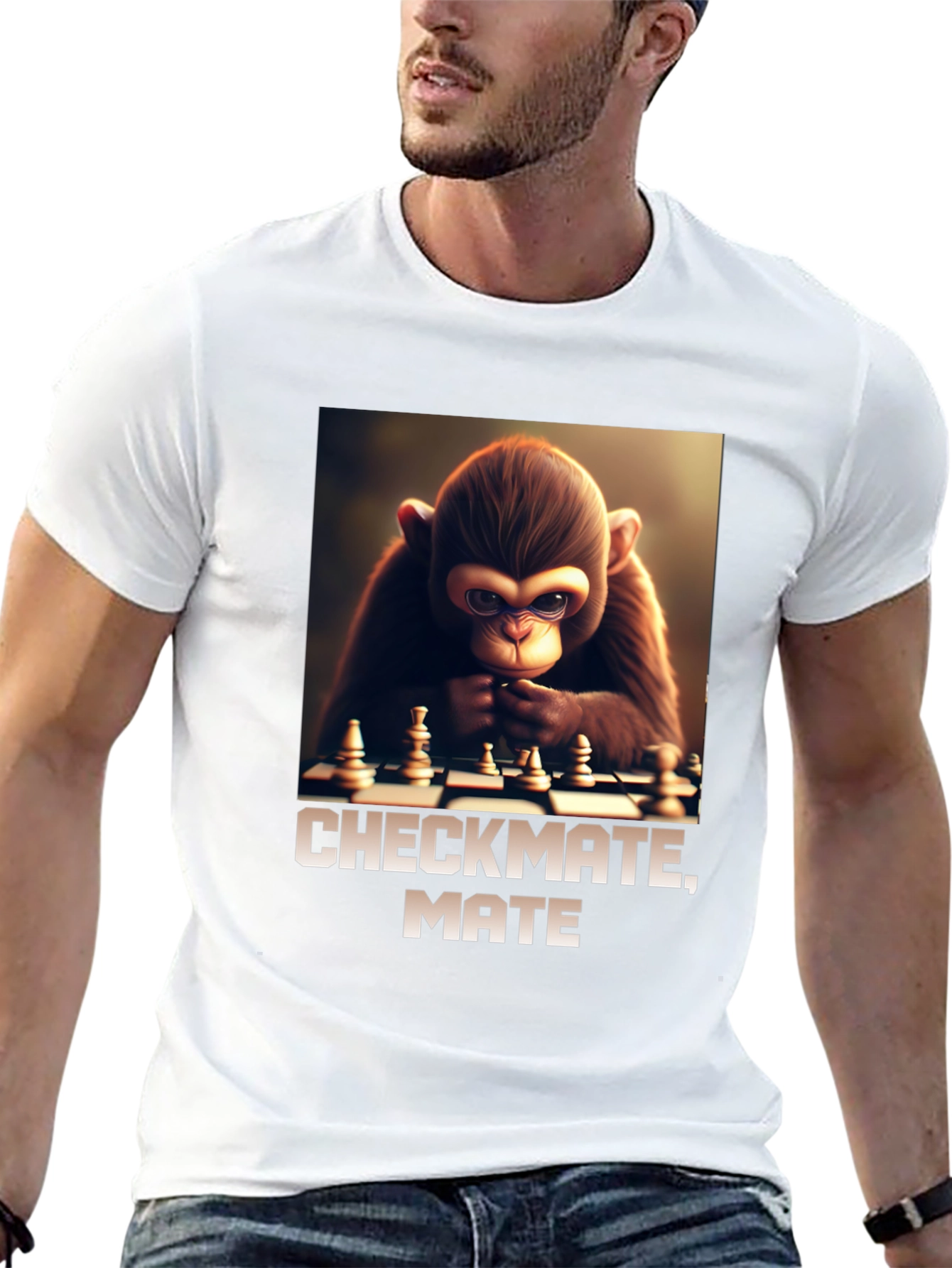 Black Checkmate, Mate! Monkey Chess T-Shirt view 13