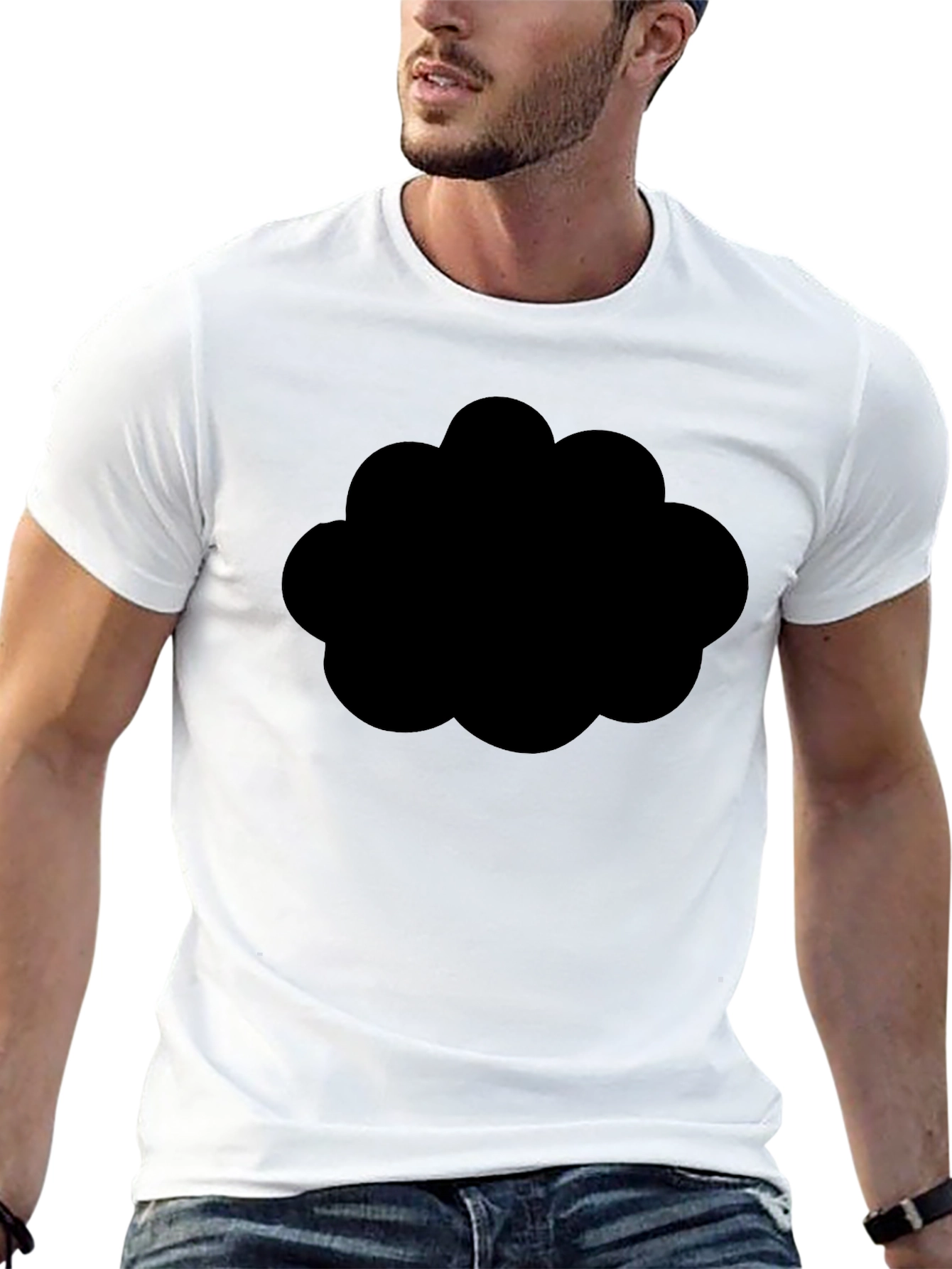 Black Men's Black Graphic Tee - Cloud Design view 13