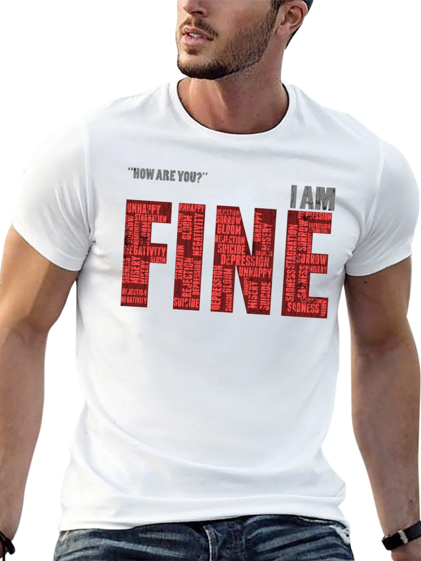 Black Fine T-Shirt: Mental Health Awareness Graphic Tee view 13