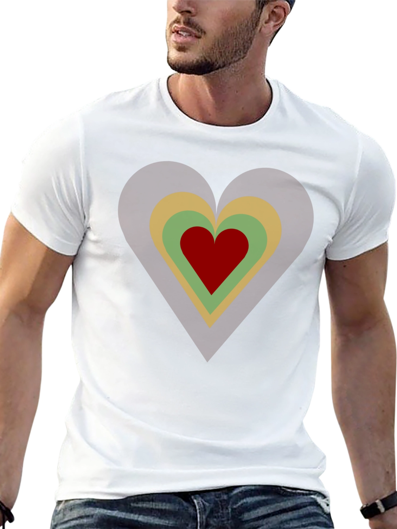 Black Retro Heart Graphic Tee - Black Cotton Casual T-Shirt view 13