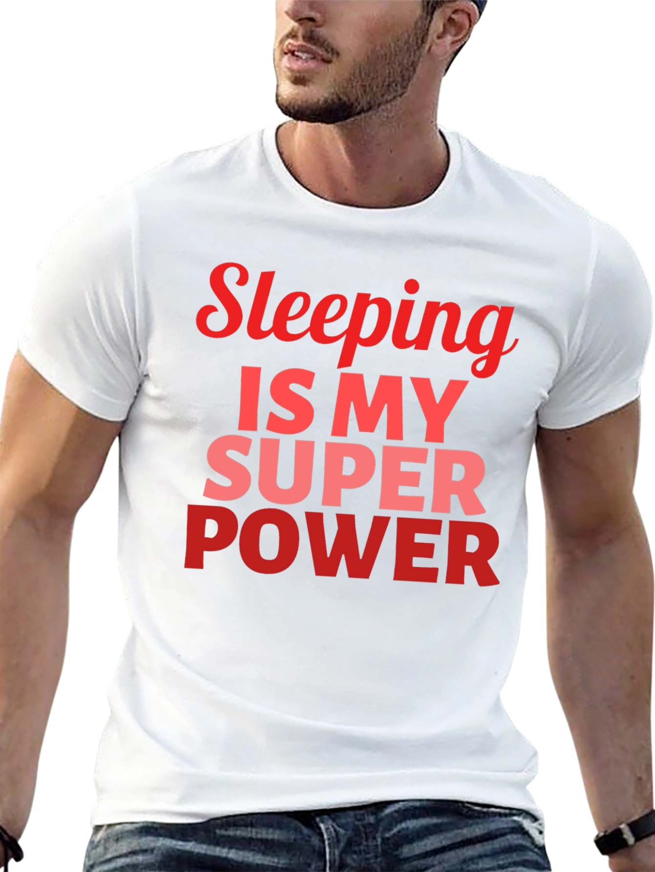 Black Sleeping Is My Superpower Graphic T-Shirt - Men's view 13
