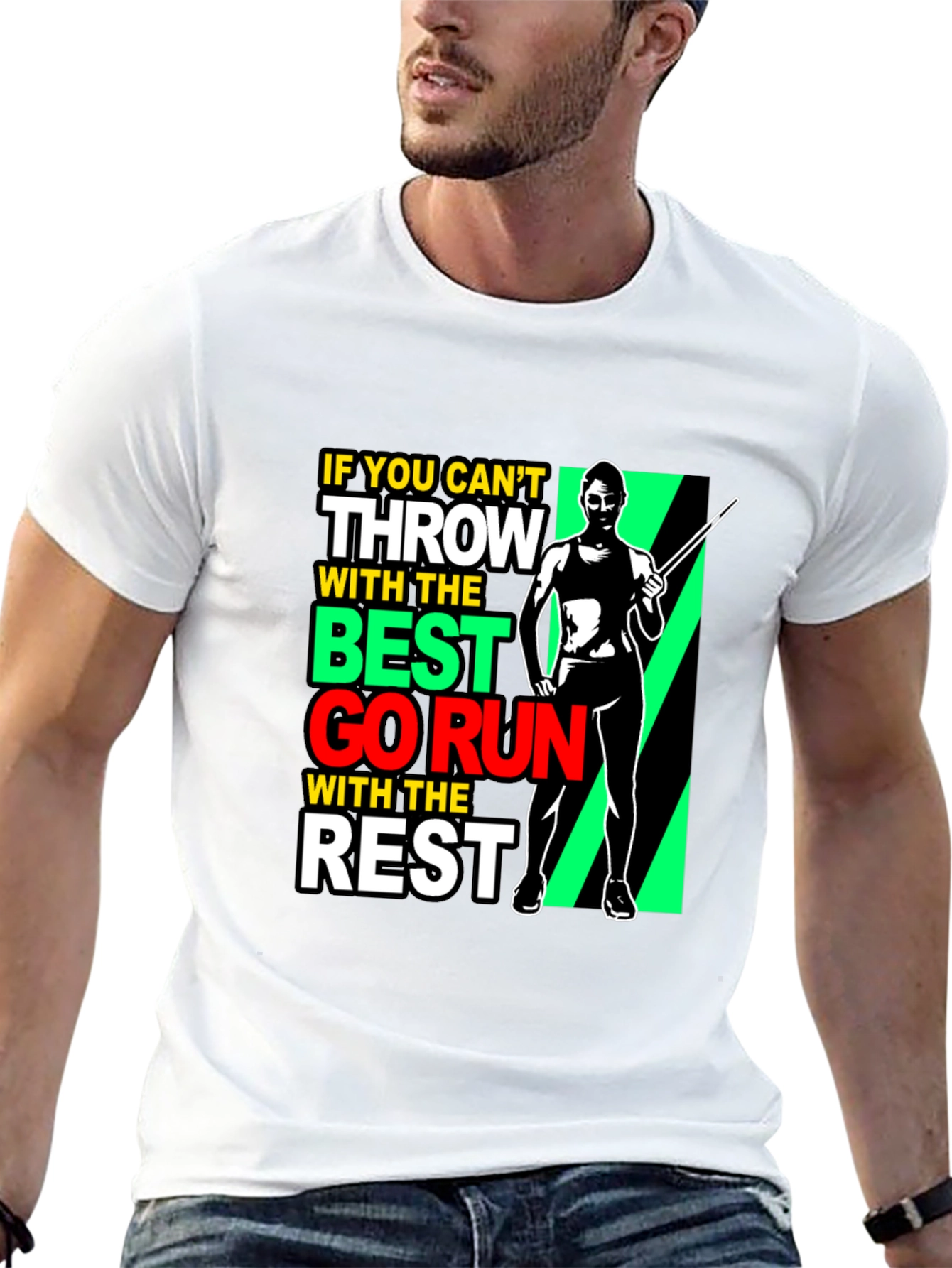Black Thrower Graphic Tee - If You Can't Throw Go Run! view 13