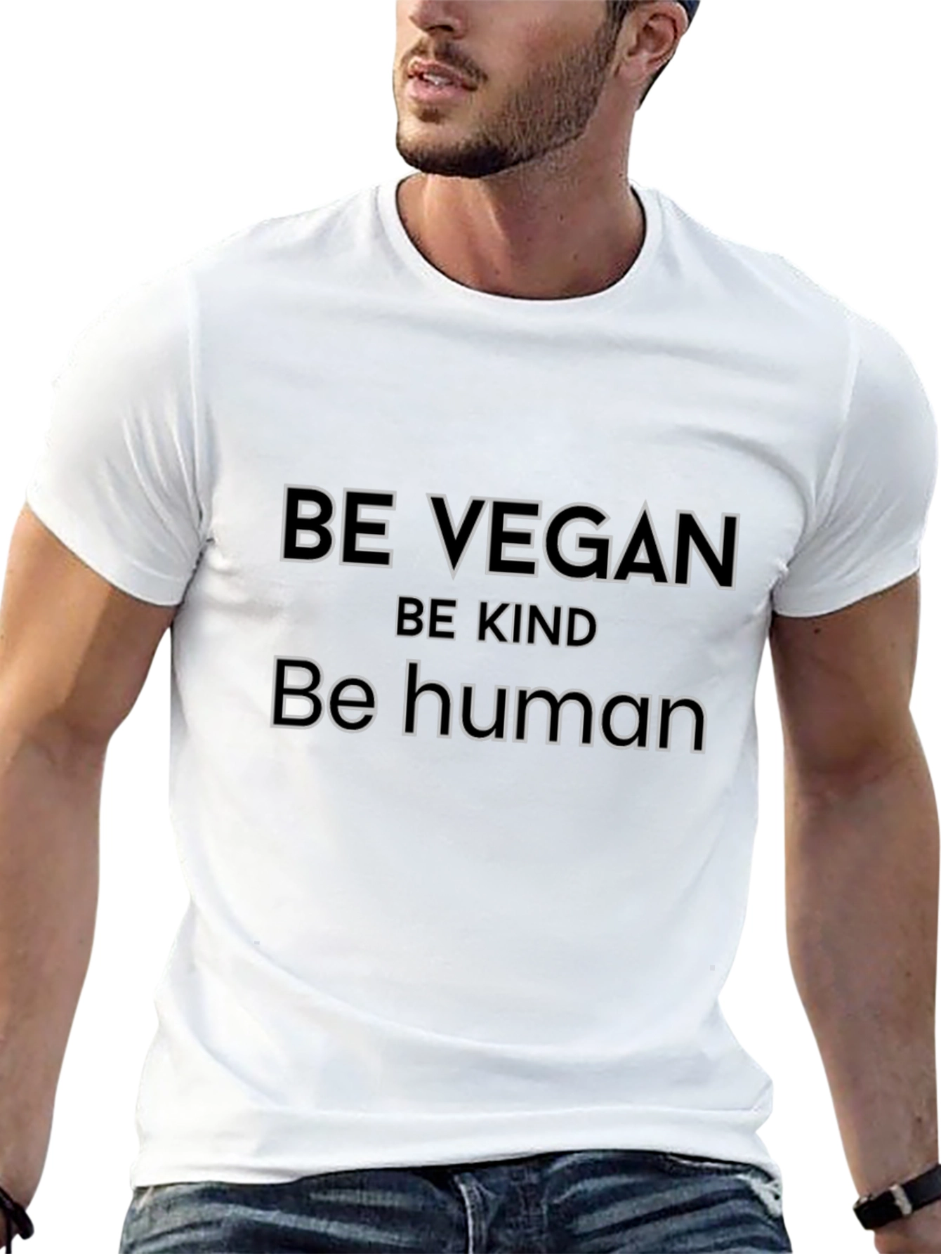 Black Be Vegan Be Kind T-Shirt - Eco-Friendly view 13