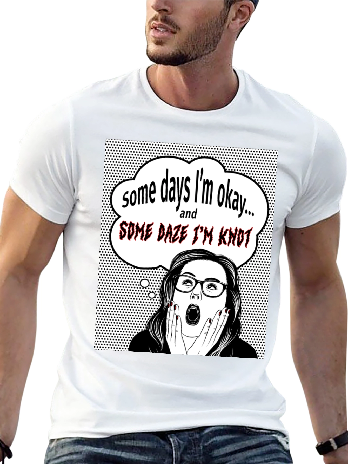 Black Funny "Some Days I'm Okay" Graphic Tee view 13