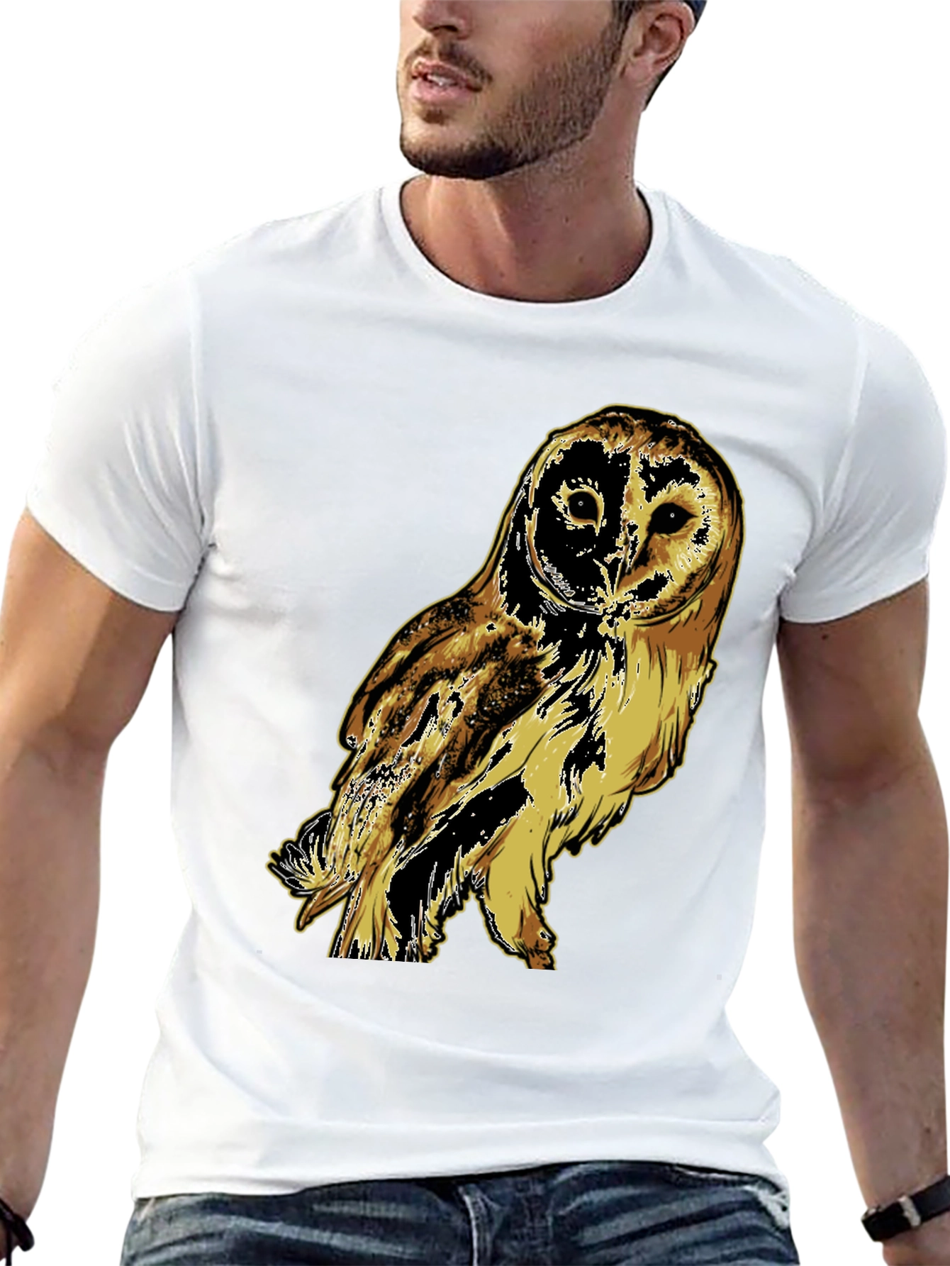 Black Owl Graphic Print Black T-Shirt view 13