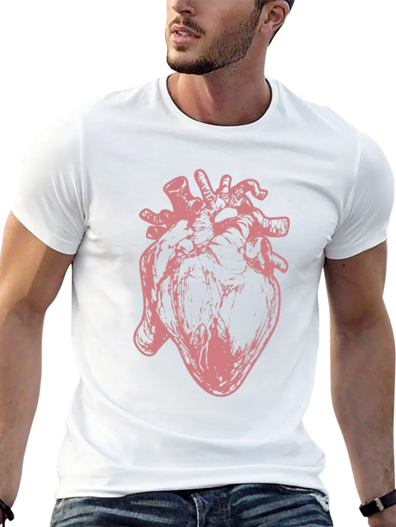 Black Anatomical Heart Graphic Tee - Unique Design view 13