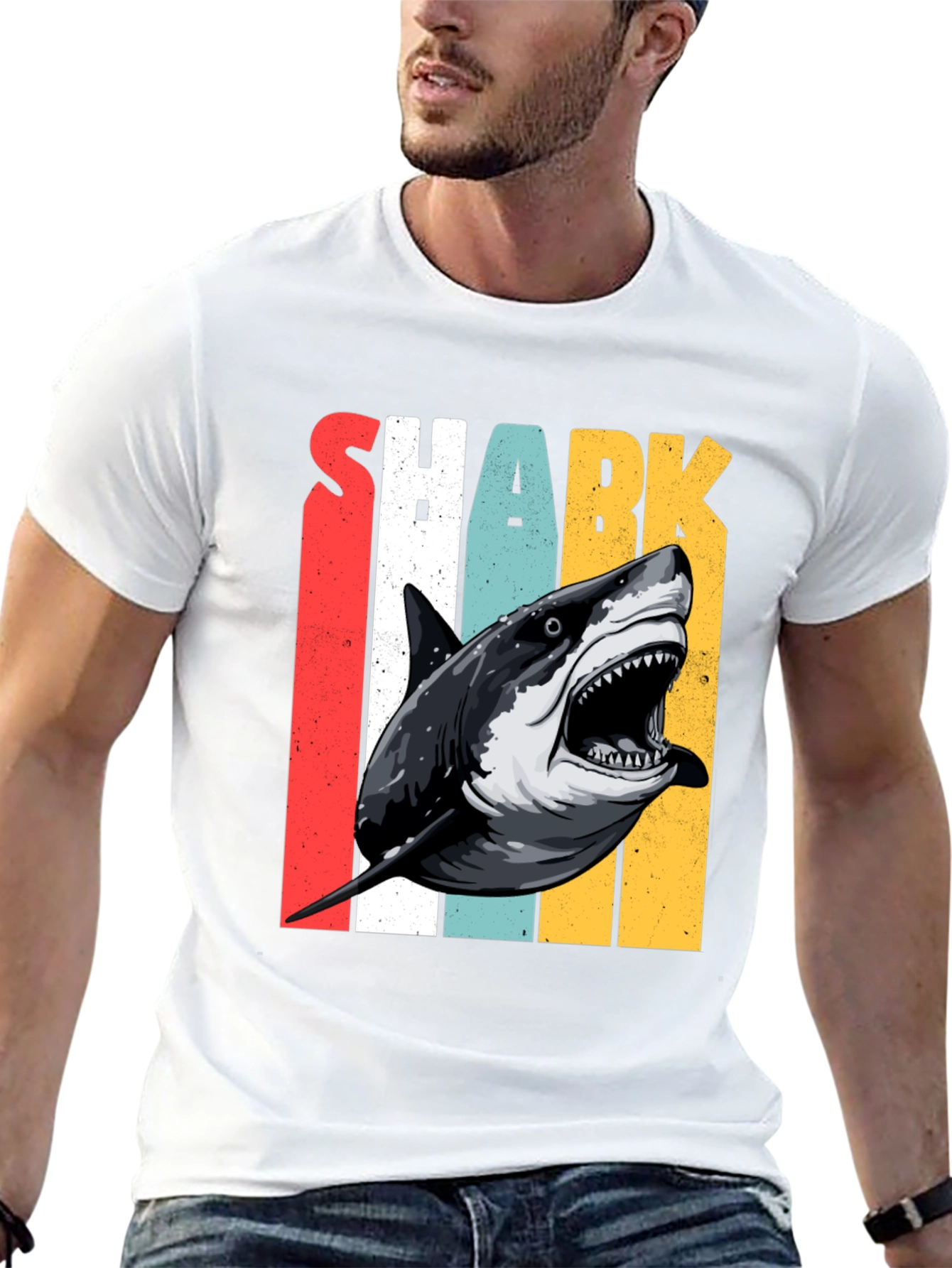 Black Shark Graphic T-Shirt - Retro Style Print view 13