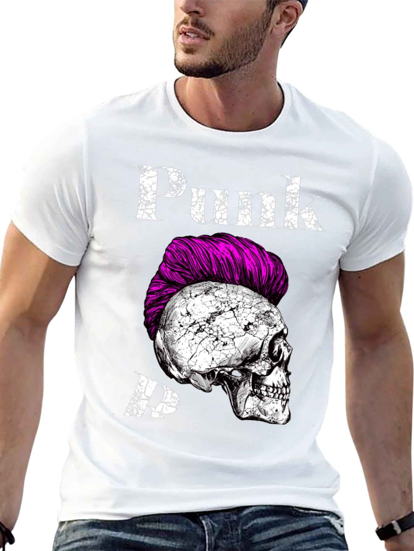 Black Punk Skull Graphic Tee - Edgy Fashion Statement view 13