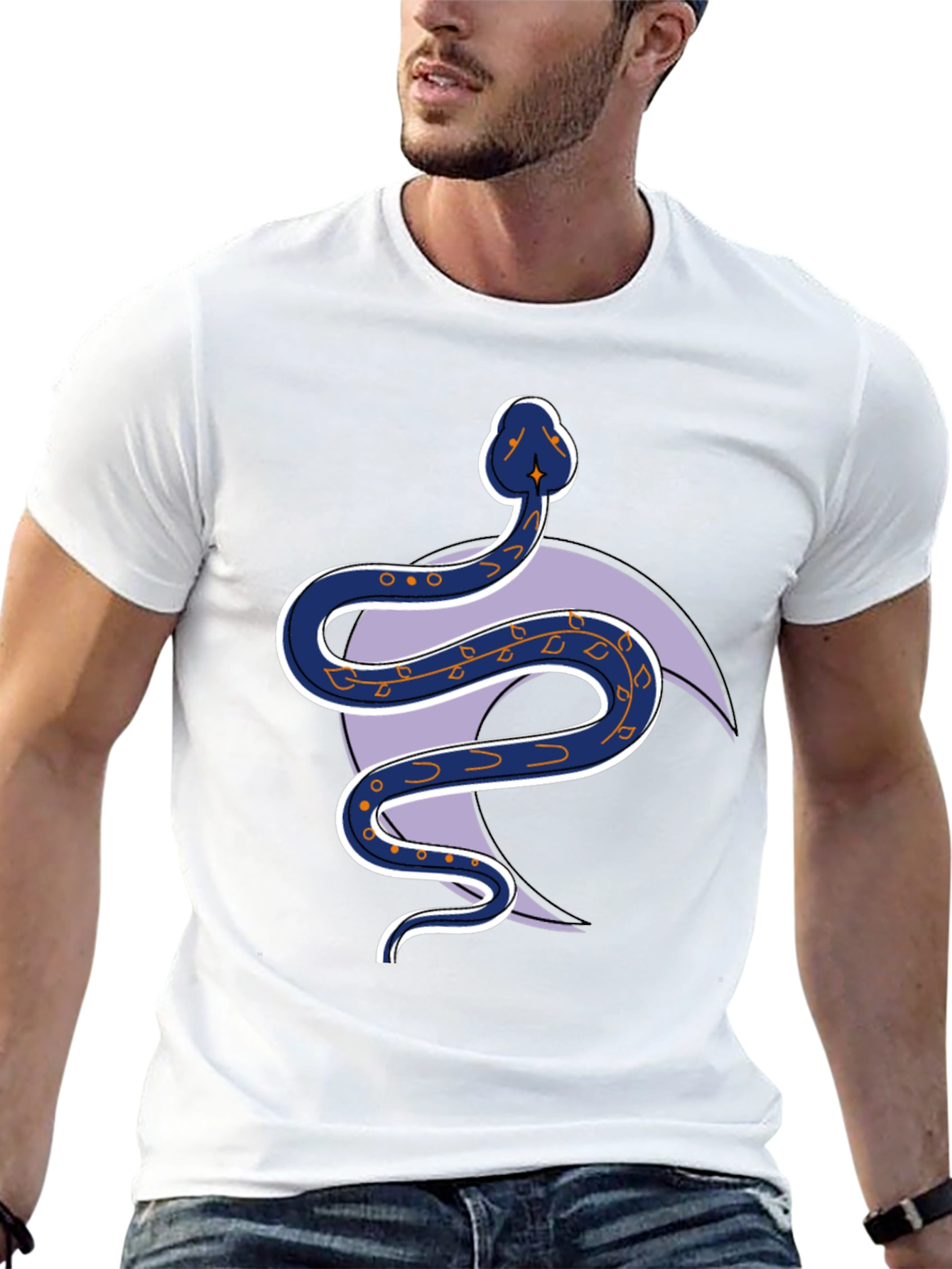 Black Snake and Crescent Moon Graphic Tee view 13