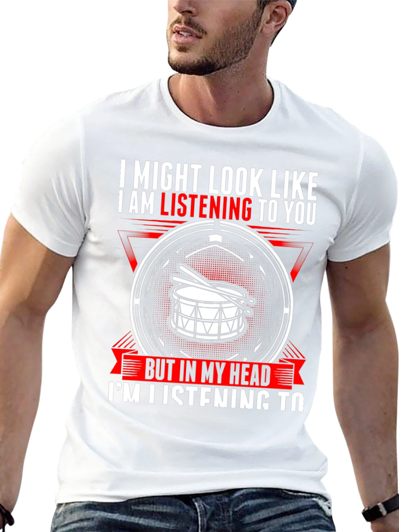 Black Drummer T-Shirt: I'm Listening to Drums in My Head view 13
