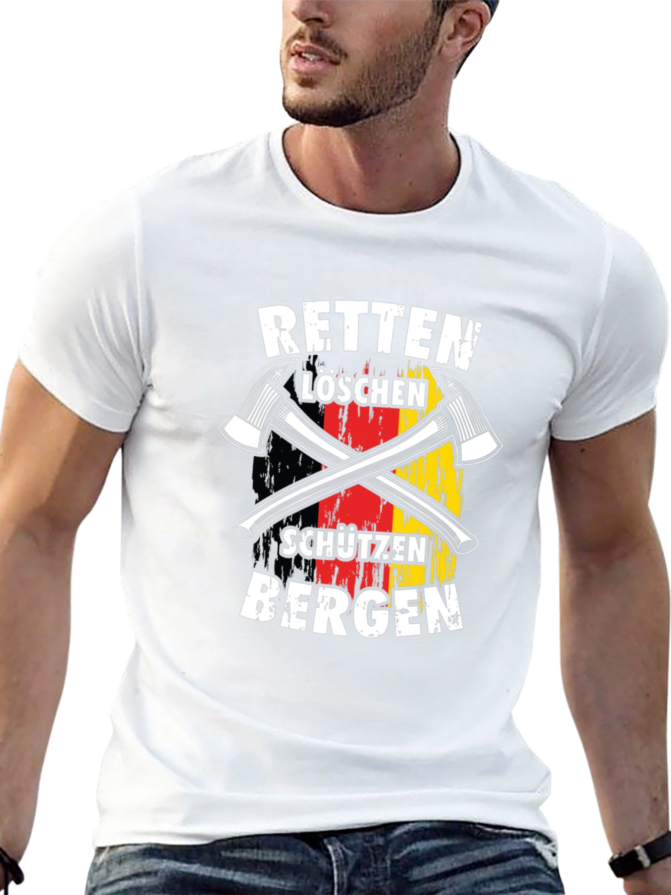 Black German Firefighter T-Shirt - Rescue & Protect view 13