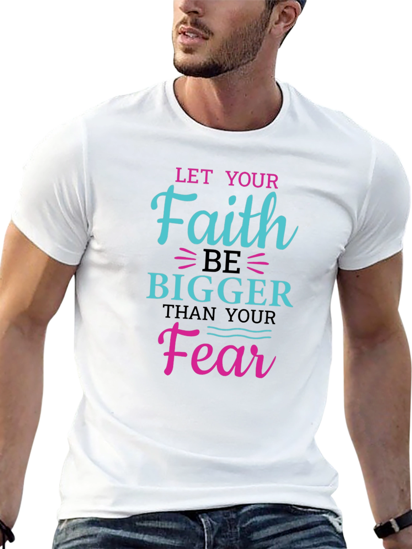 Black Faith Over Fear Graphic Tee - Inspiring Christian Shirt view 13