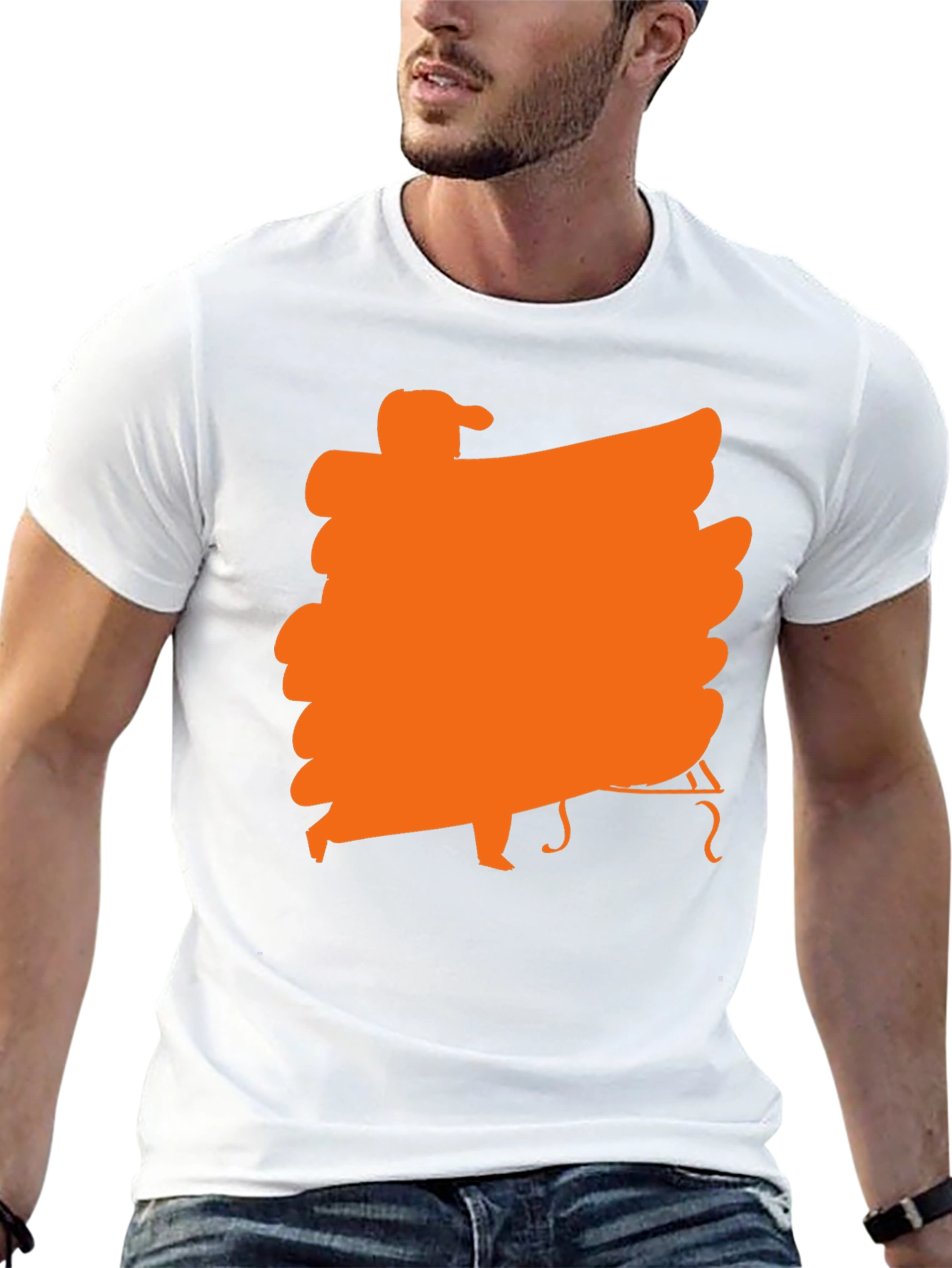 Black Black T-Shirt with Orange Musician Graphic view 13