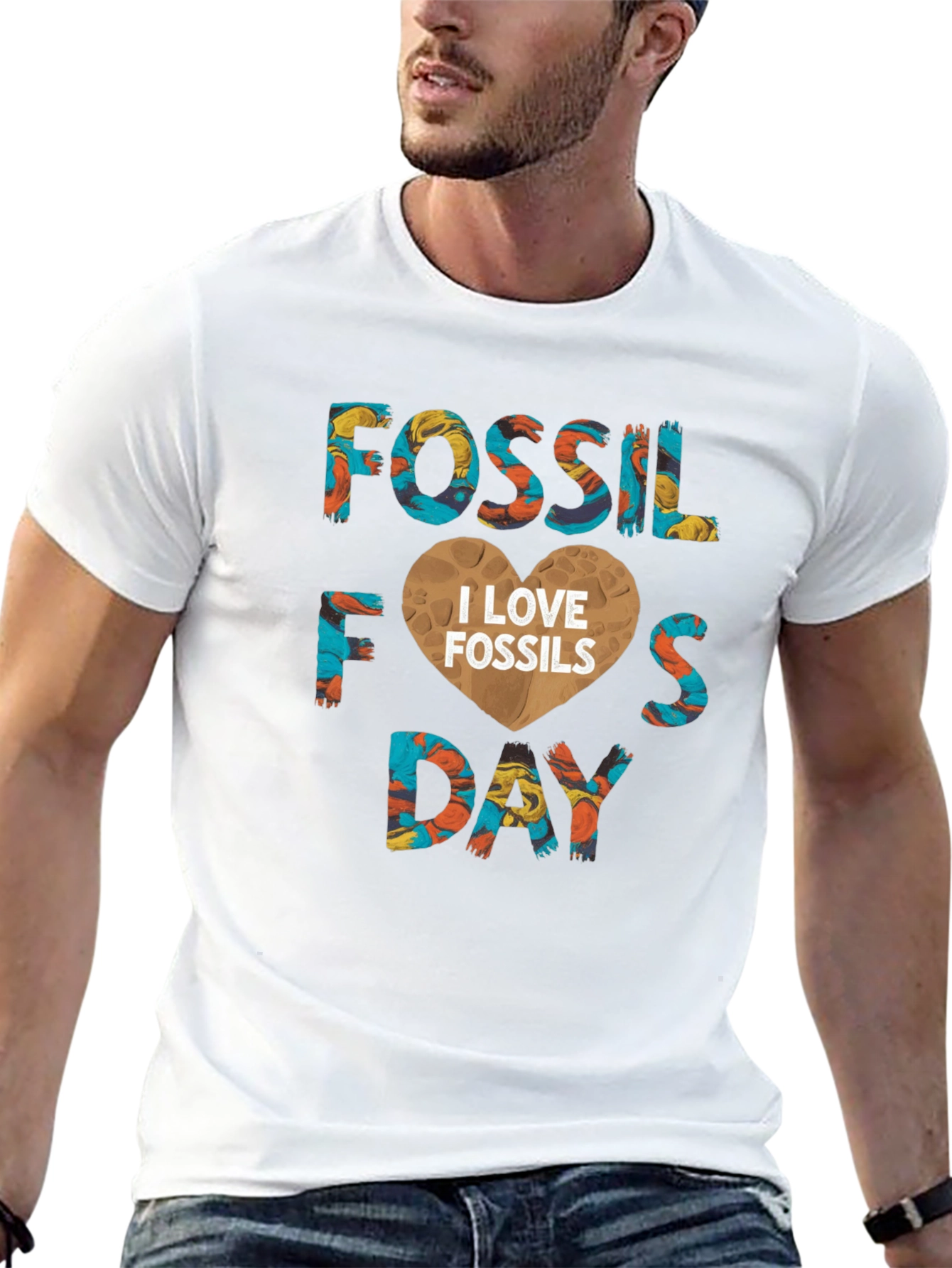 Black Fossil Day I Love Fossils Graphic Tee Shirt view 13