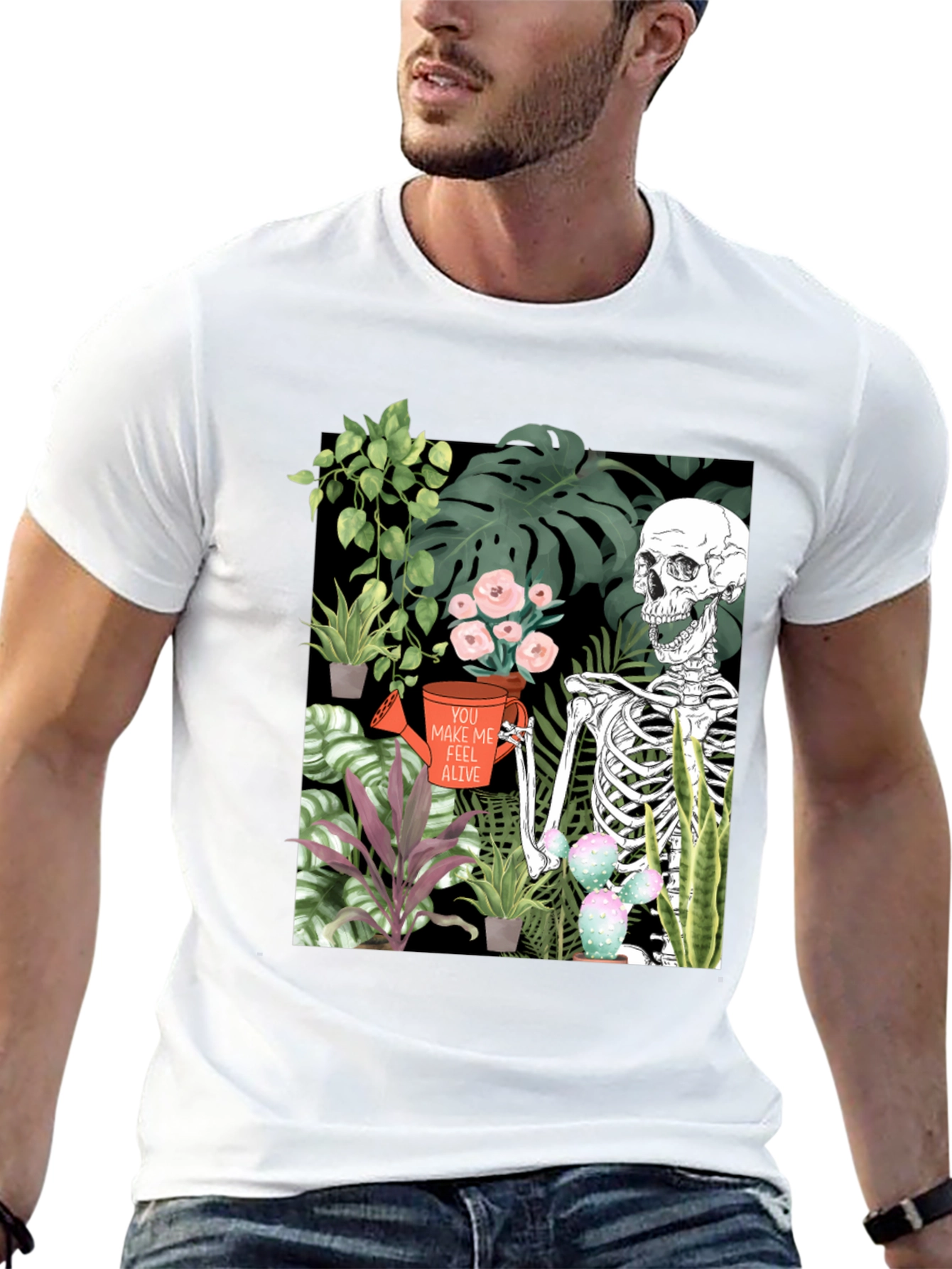 Black Skeleton Gardener Graphic T-Shirt - Make Me Feel Alive view 13