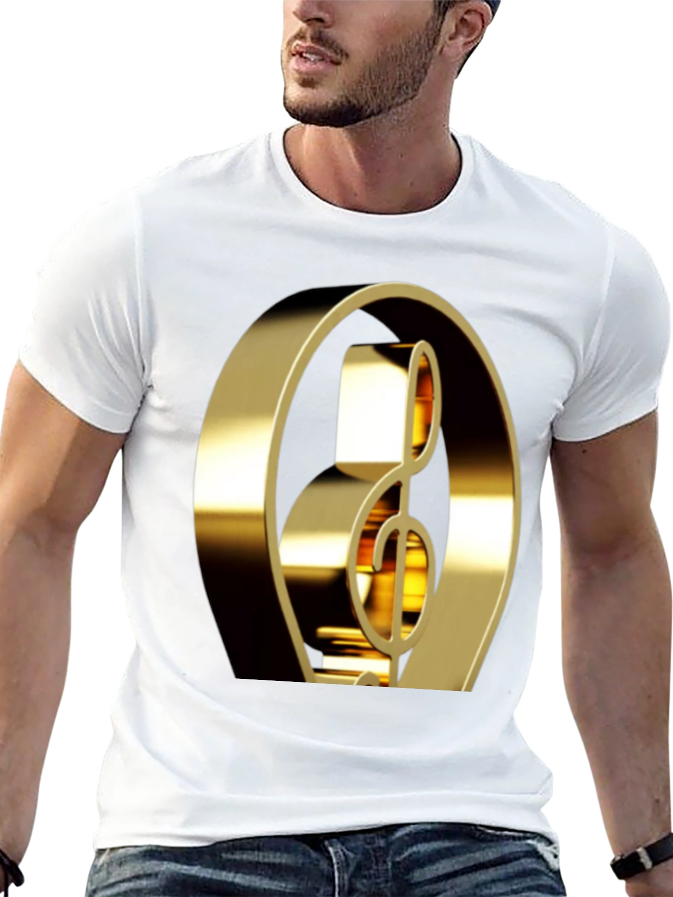 Black Golden Treble Clef Graphic Tee view 13