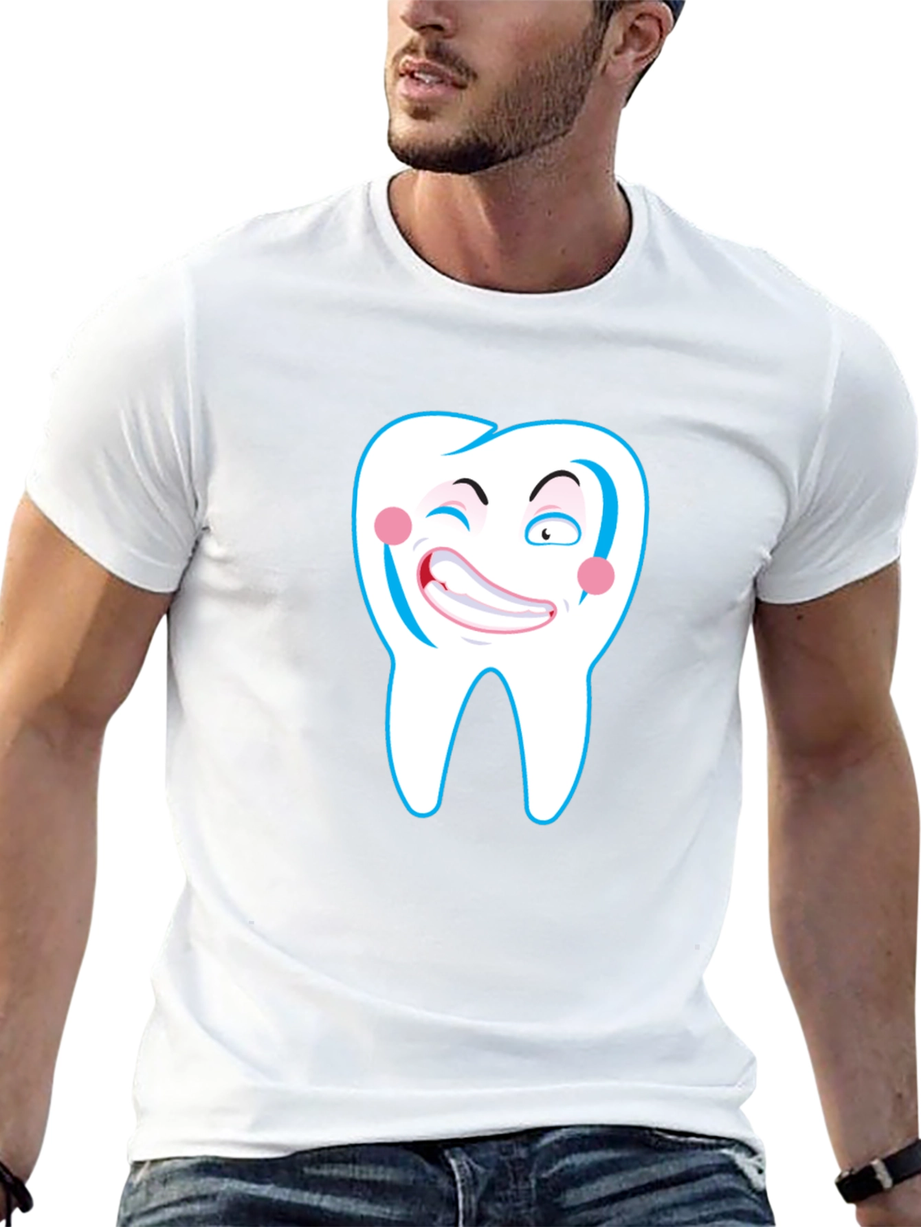 Funny Tooth Graphic Black T-Shirt - 13