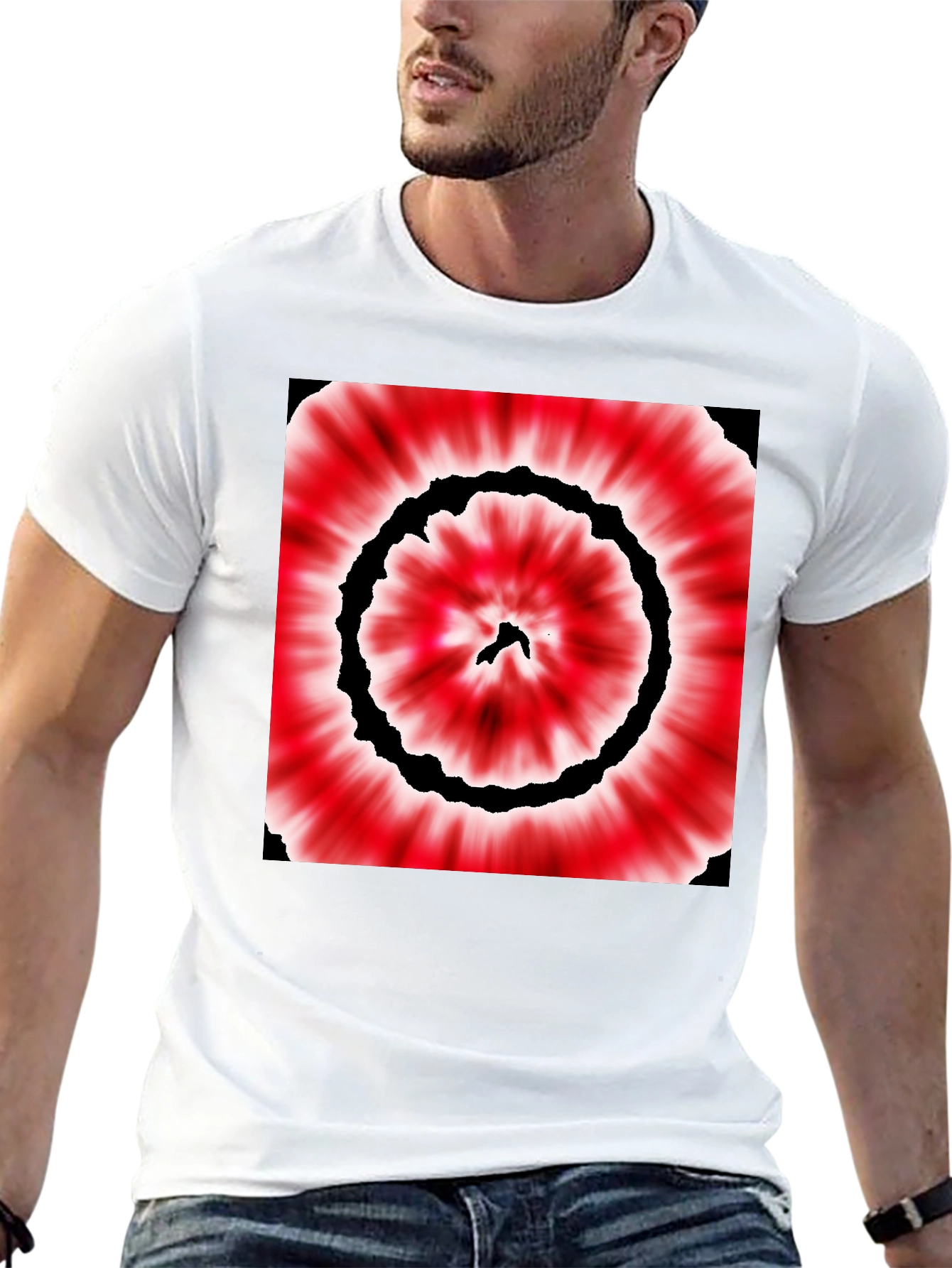 Black Red & Black Tie-Dye Style Graphic T-Shirt view 13