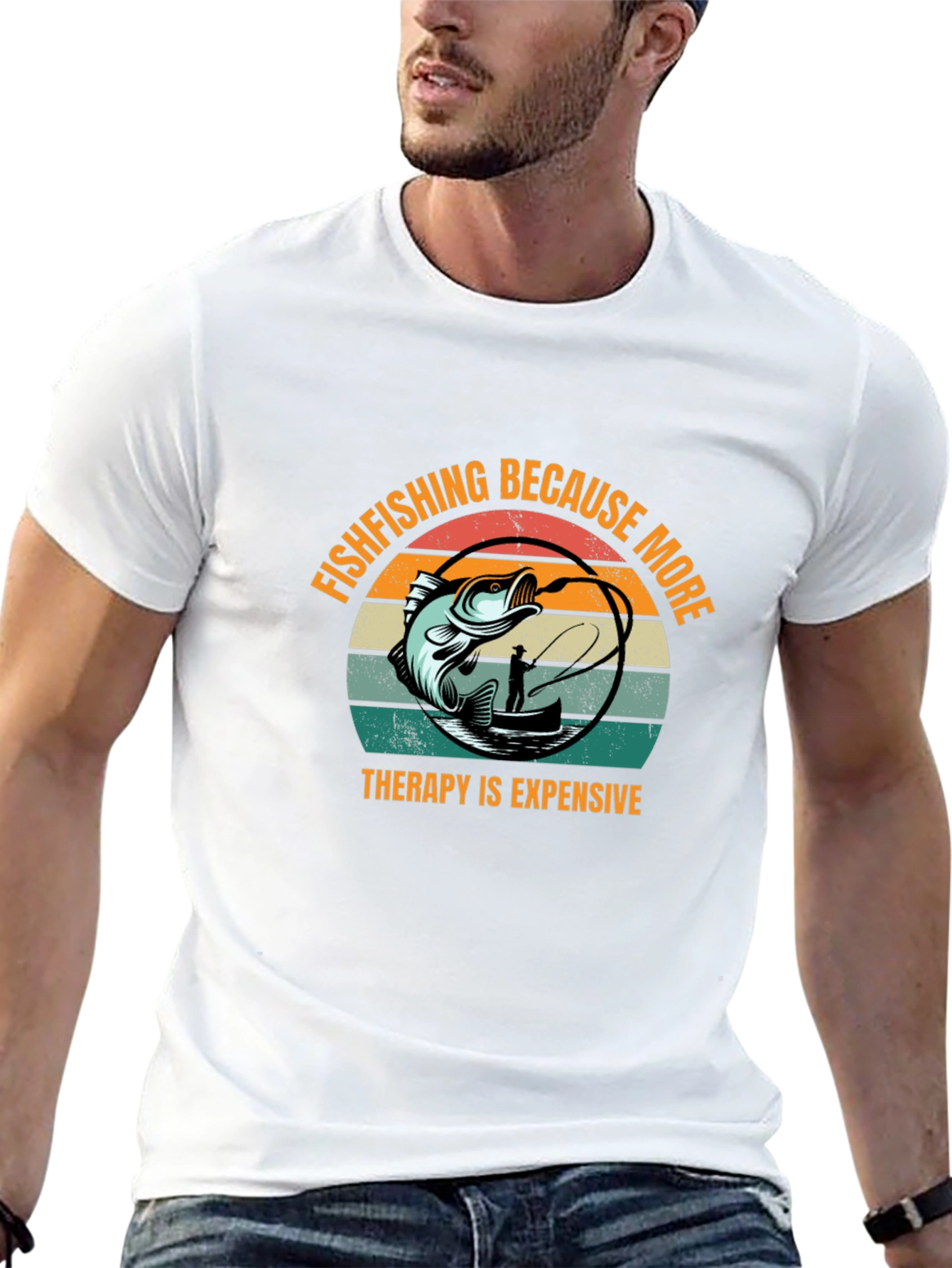 Black Fishing T-Shirt: Therapy Is Expensive! view 13
