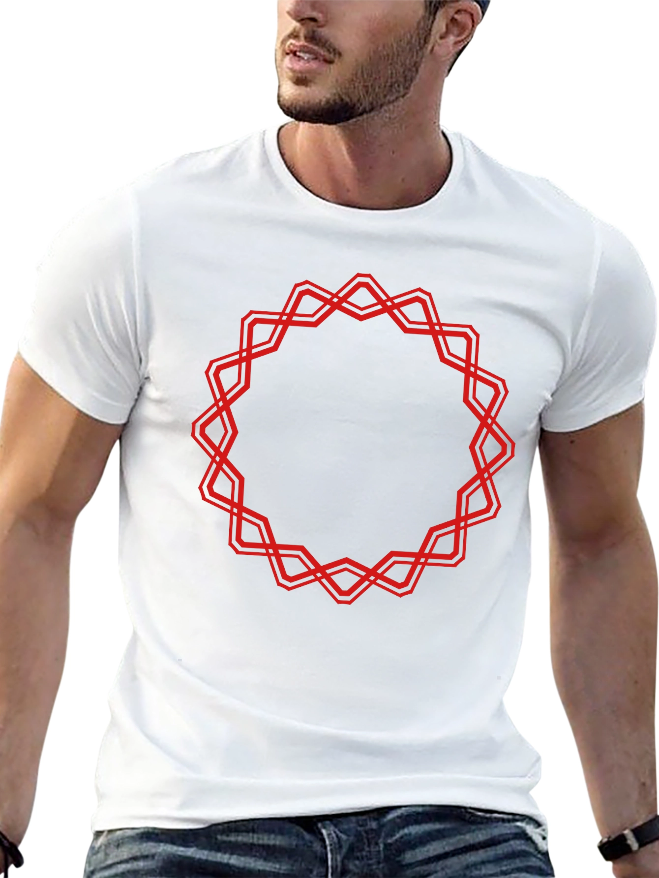 Black Geometric Circle Graphic Tee - Bold Statement T-Shirt view 13