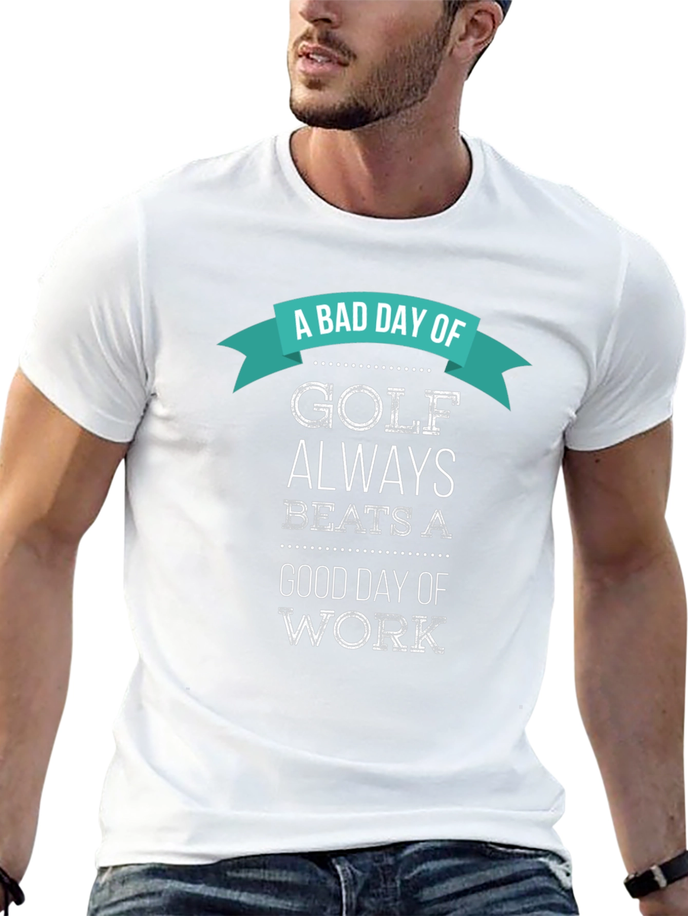 Black Funny Golf T-Shirt: A Bad Day of Golf Beats Work view 13