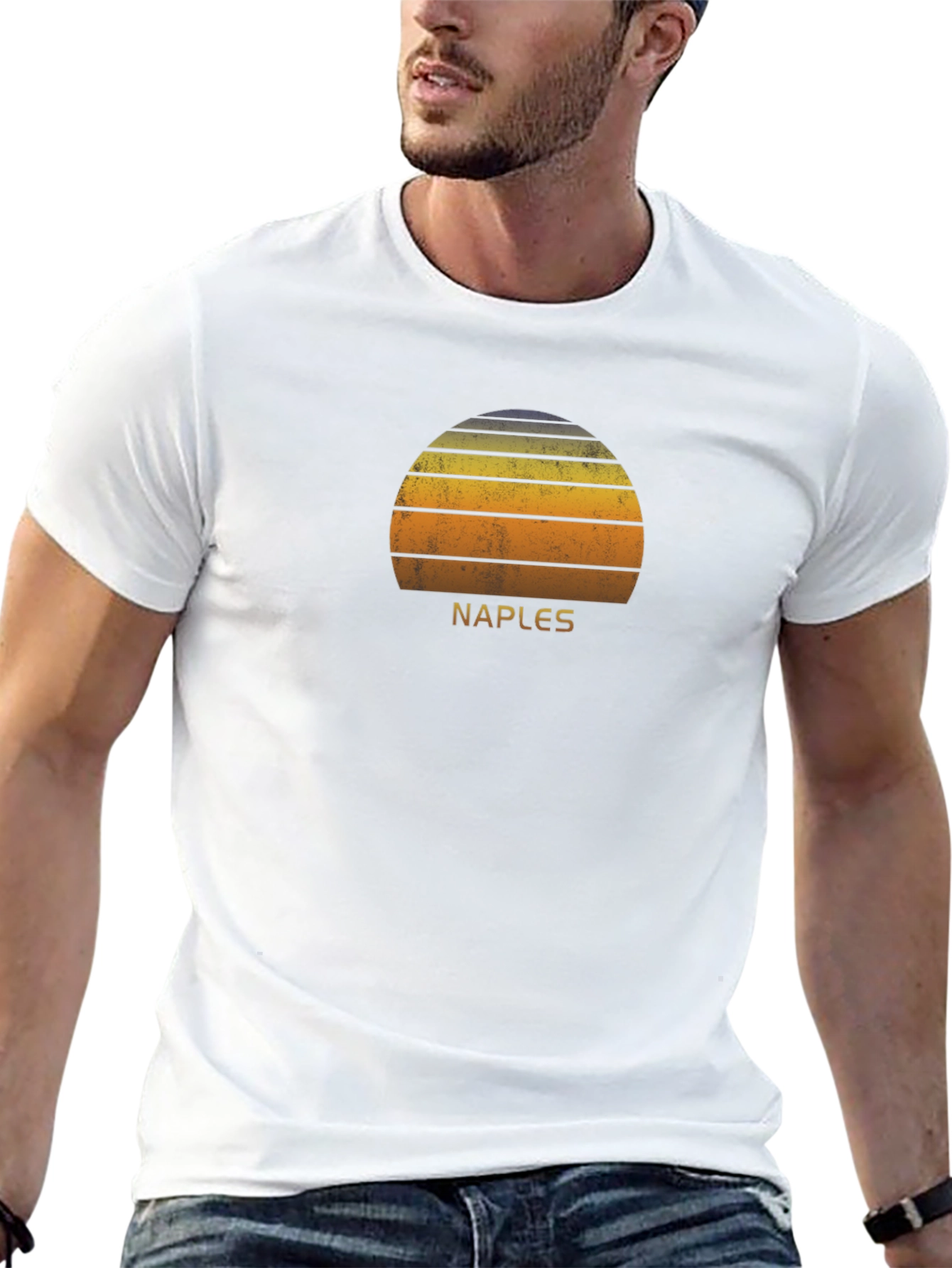 Black Naples Retro Sunset Graphic T-Shirt view 13
