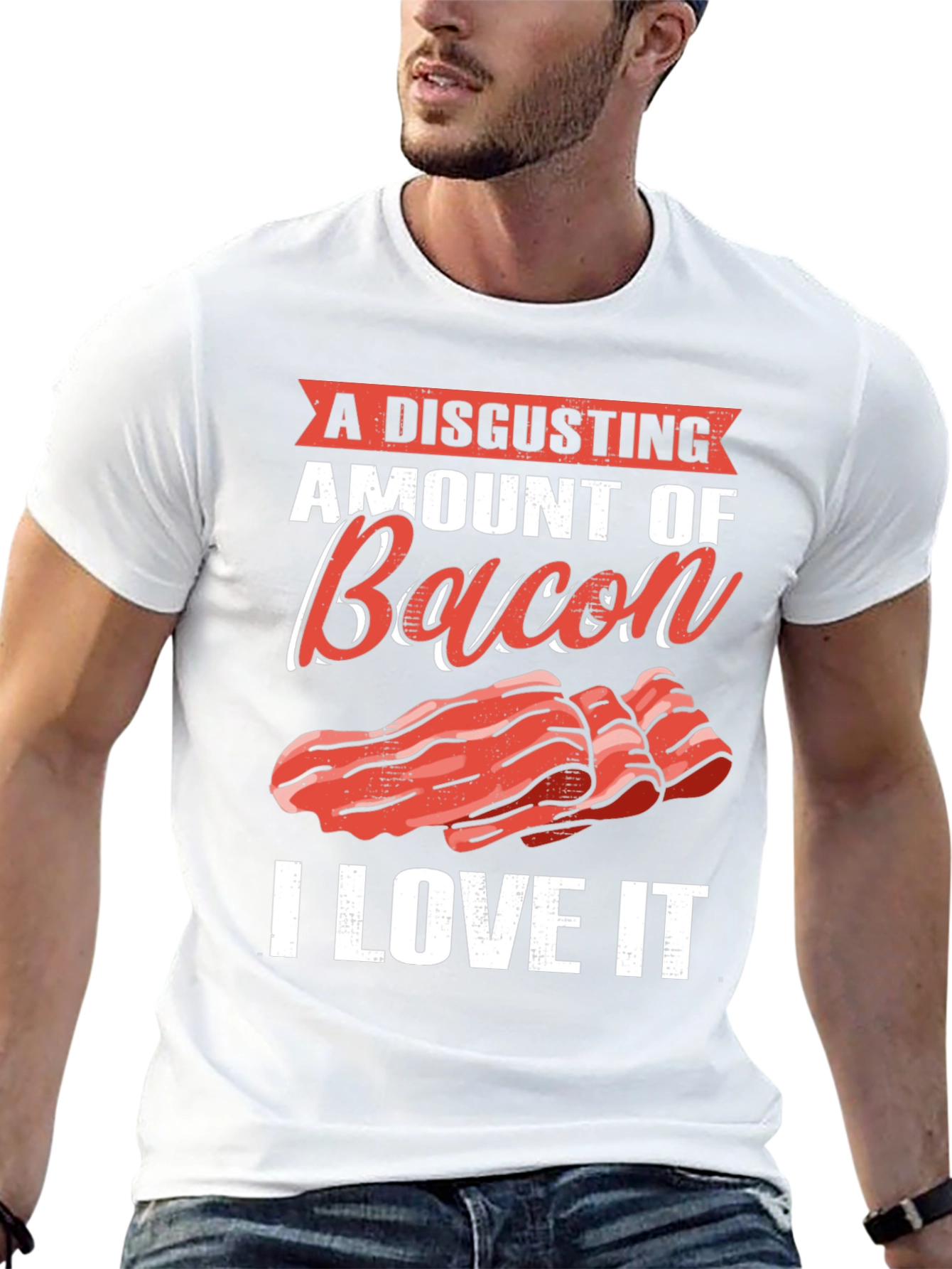 Black Disgusting Amount of Bacon T-Shirt view 13