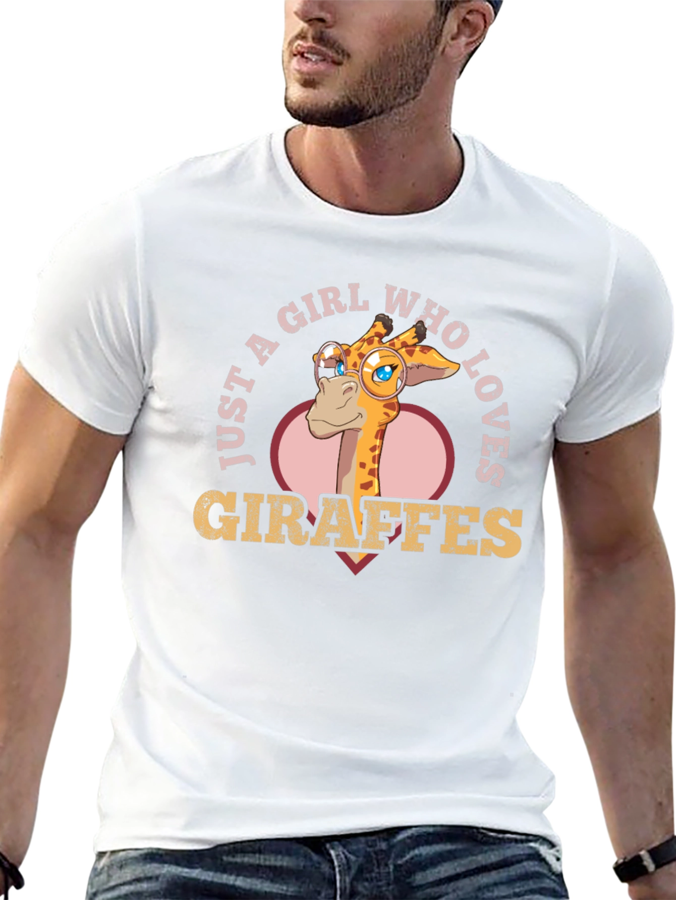 Black Giraffe Lover's Tee: Just a Girl Who Loves Giraffes T-Shirt view 13