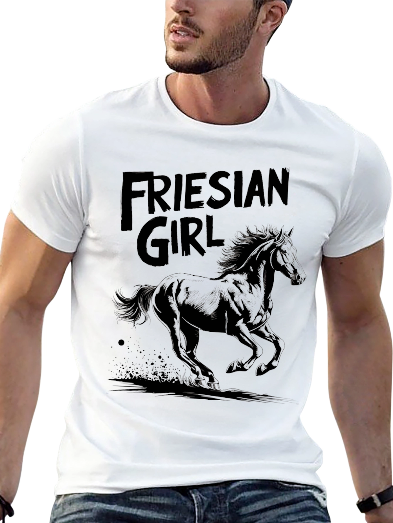 Black Friesian Girl Graphic Tee view 13