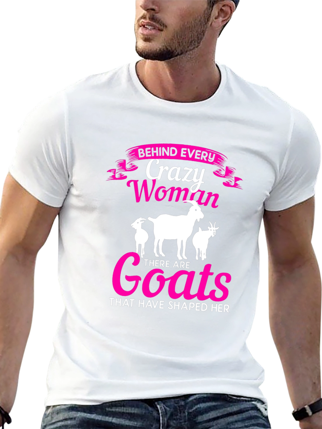 Black Crazy Woman Goats T-Shirt - Black view 13