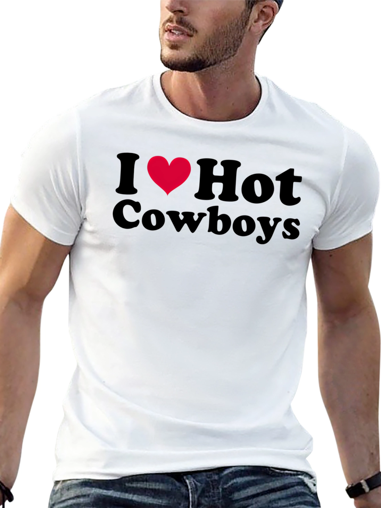 Black I Heart Hot Cowboys Graphic T-Shirt view 13