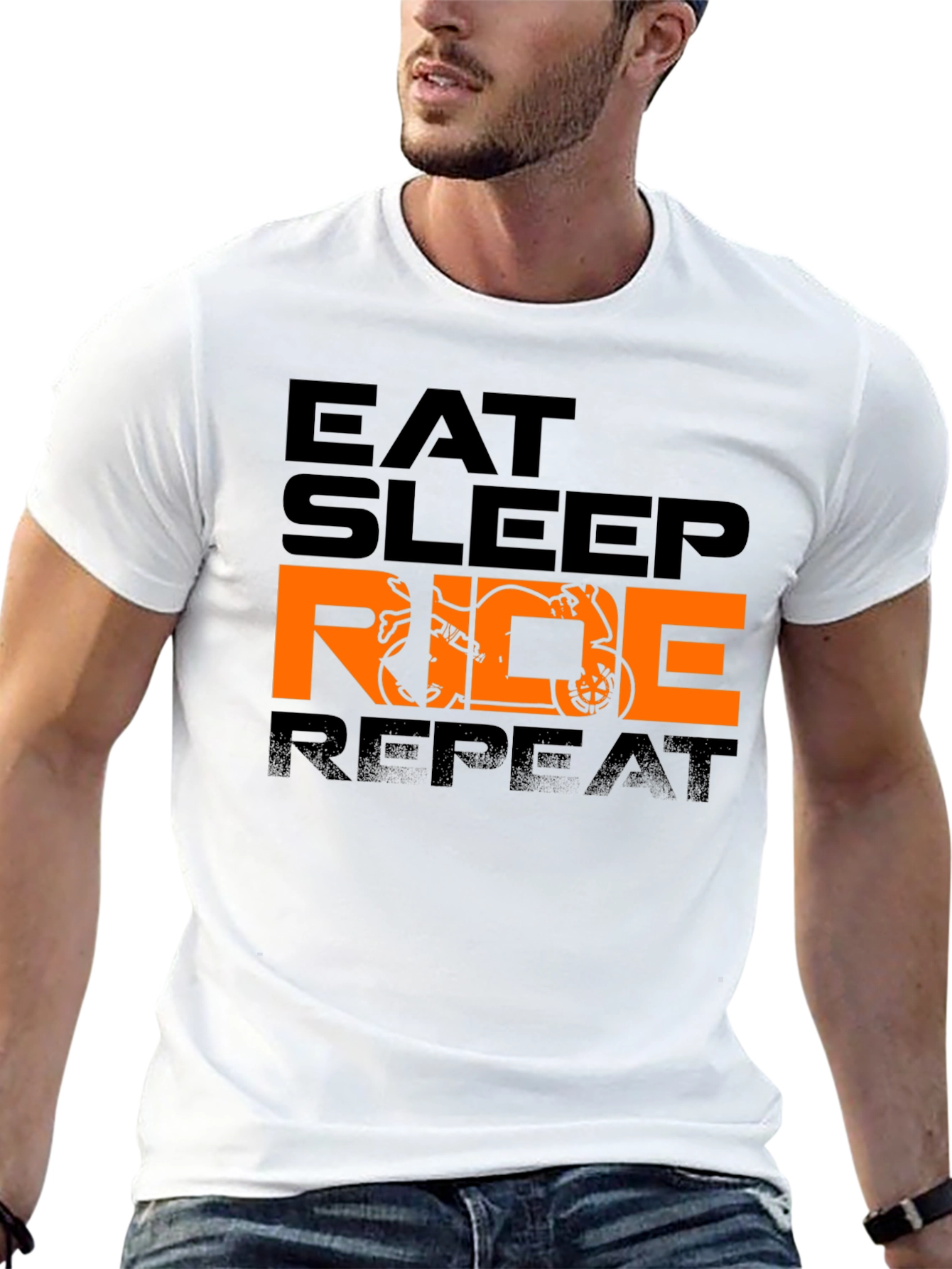 Black Eat Sleep Ride Repeat Graphic Tee view 13