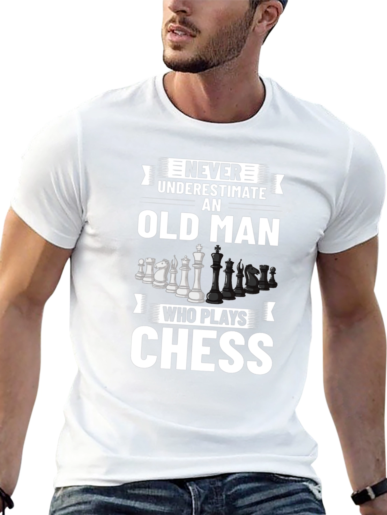 Black Never Underestimate Chess Old Man T-Shirt view 13