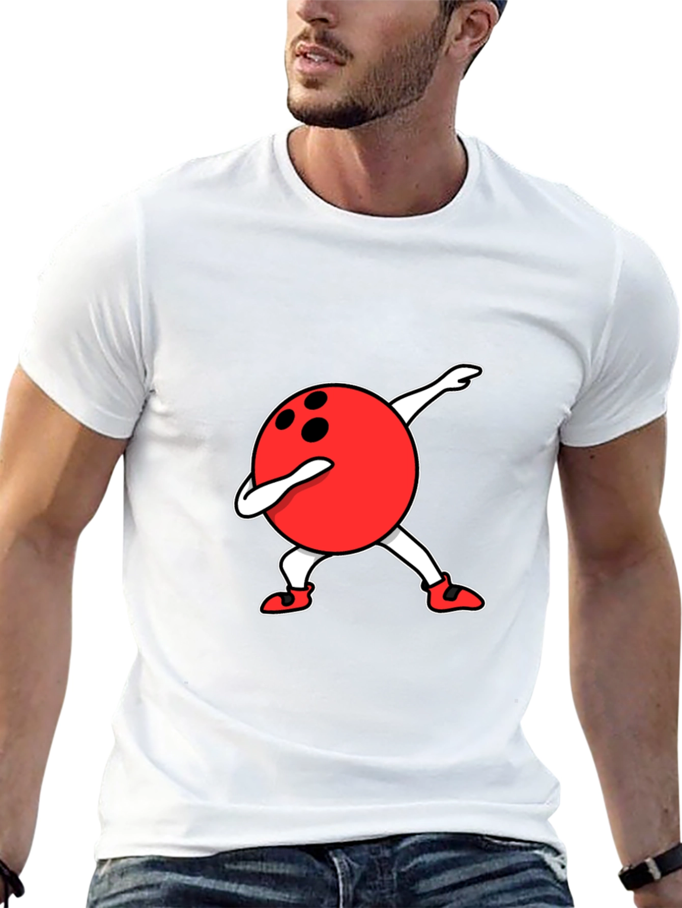 Black Bowling Dab Graphic Tee - Black Cotton T-Shirt view 13