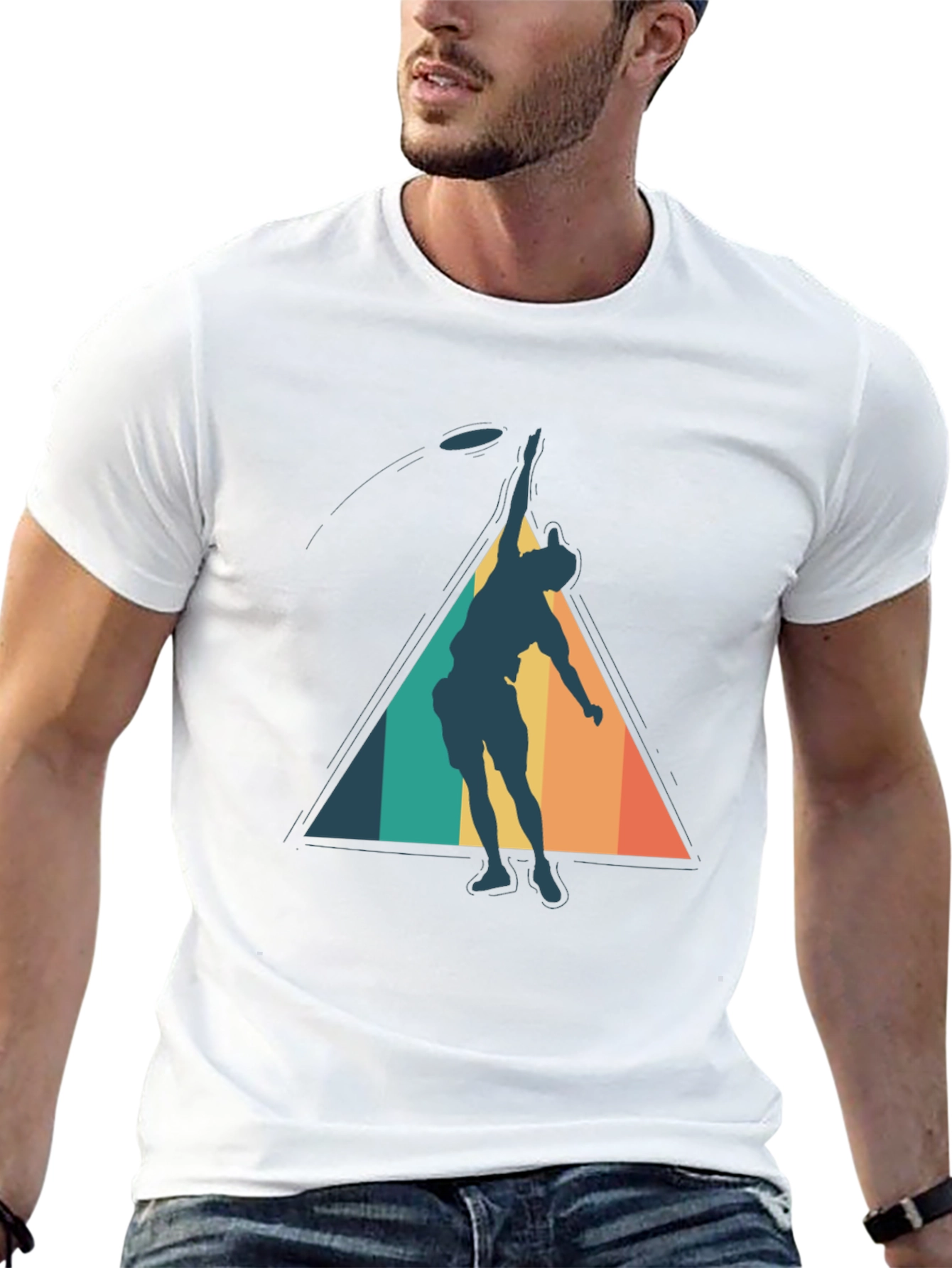 Black Retro Ultimate Frisbee Player Graphic Tee view 13