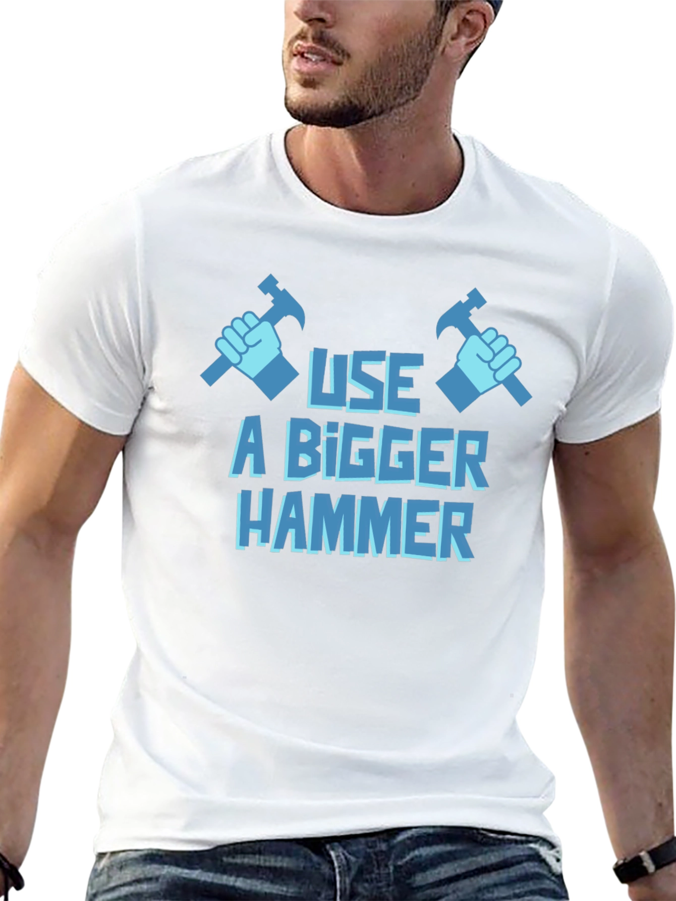 Black Use A Bigger Hammer T-Shirt - Novelty Construction Tee view 13