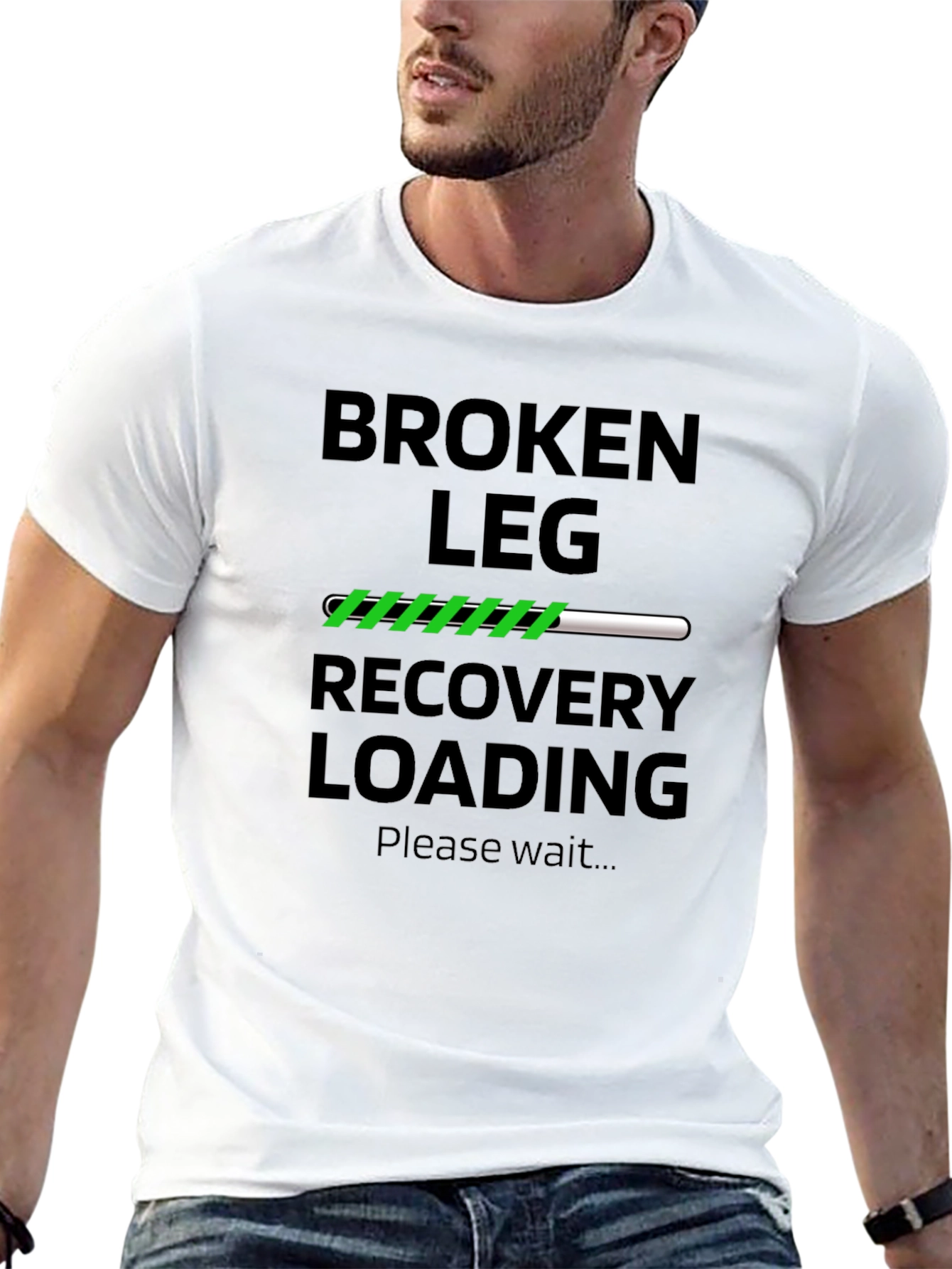 Black Broken Leg Recovery Loading T-Shirt view 13