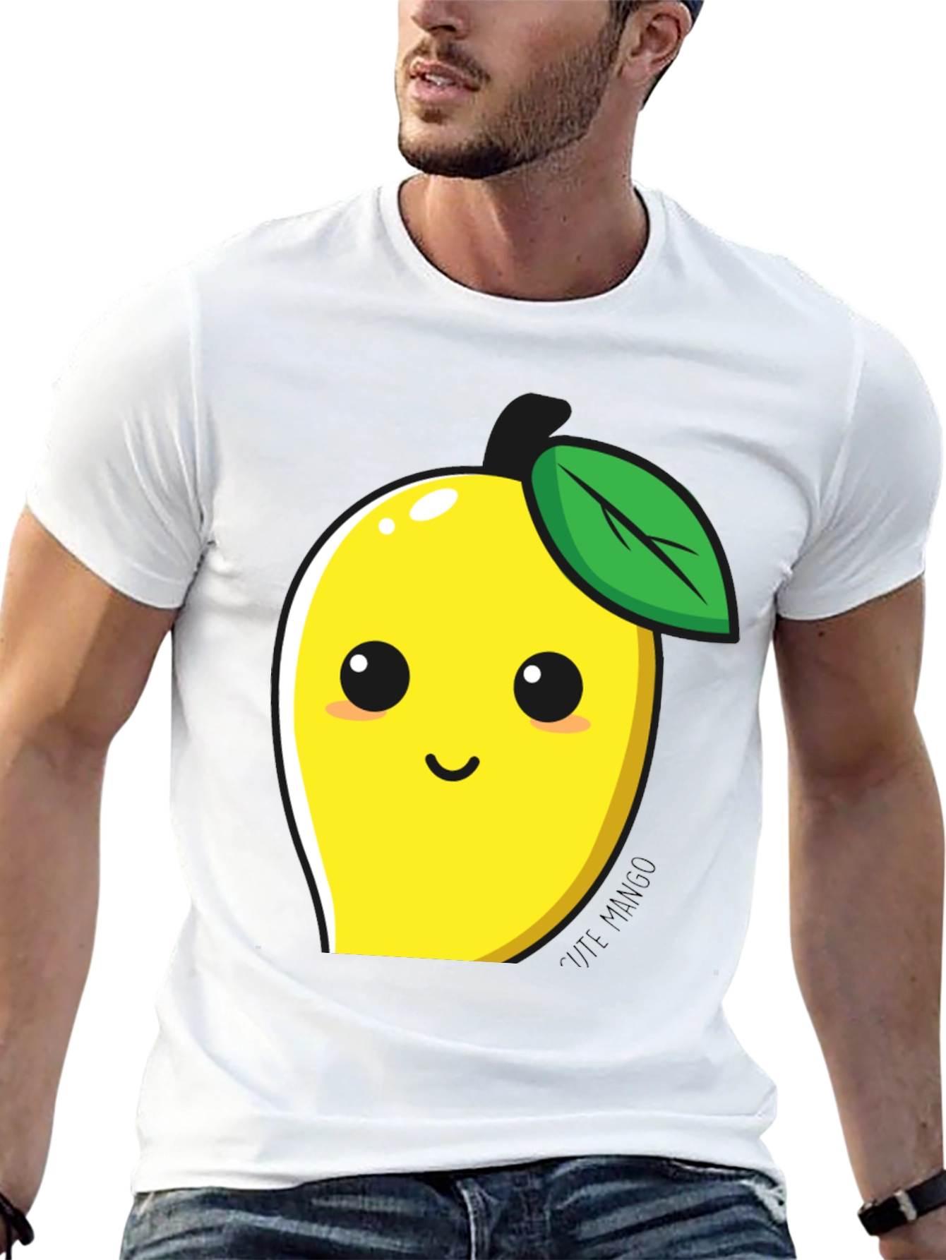 Black Cute Mango Graphic T-Shirt - Black Cotton Blend view 13